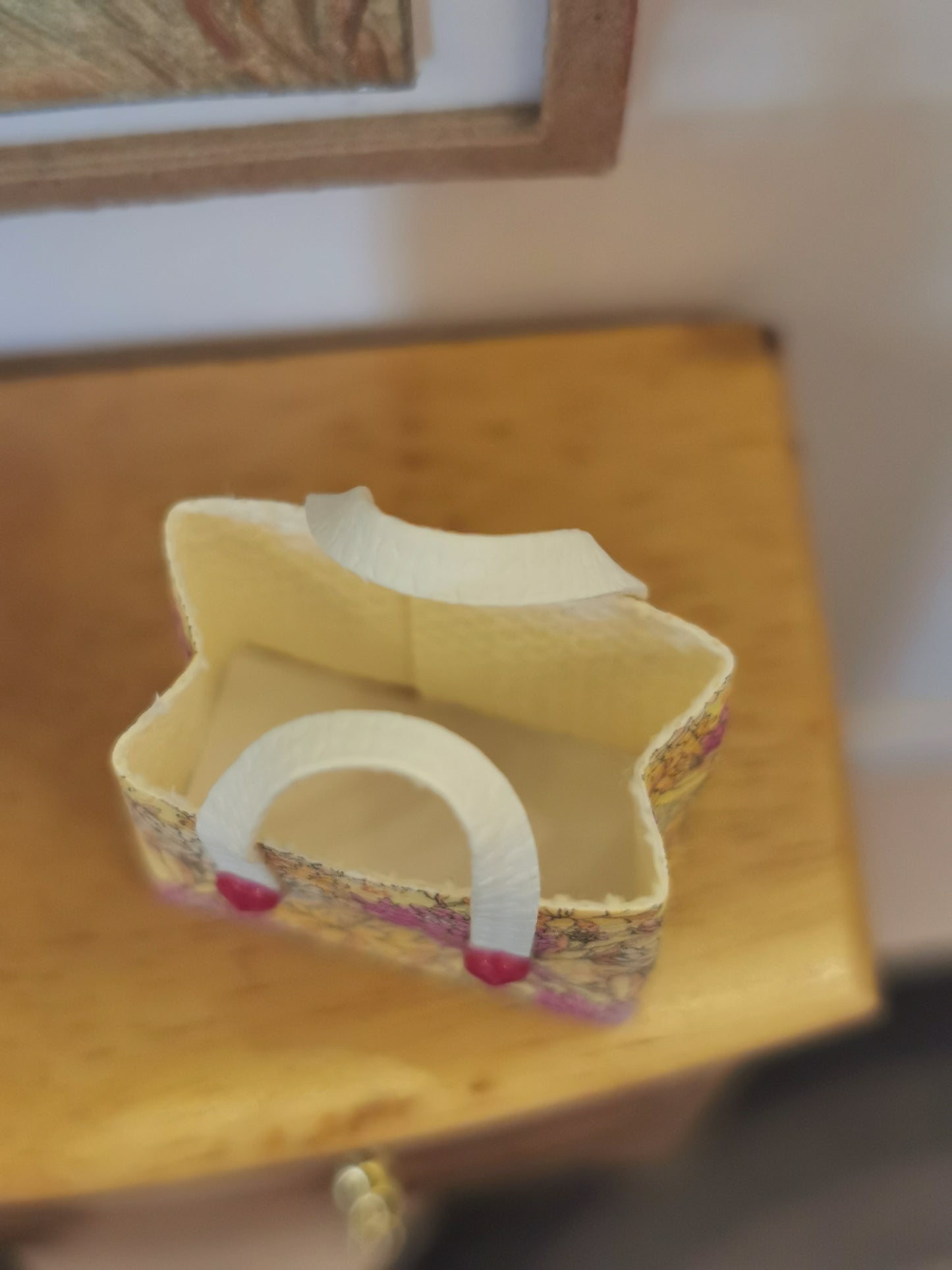 Yellow & Magenta Floral Handbag | 1:12th Scale | Handmade