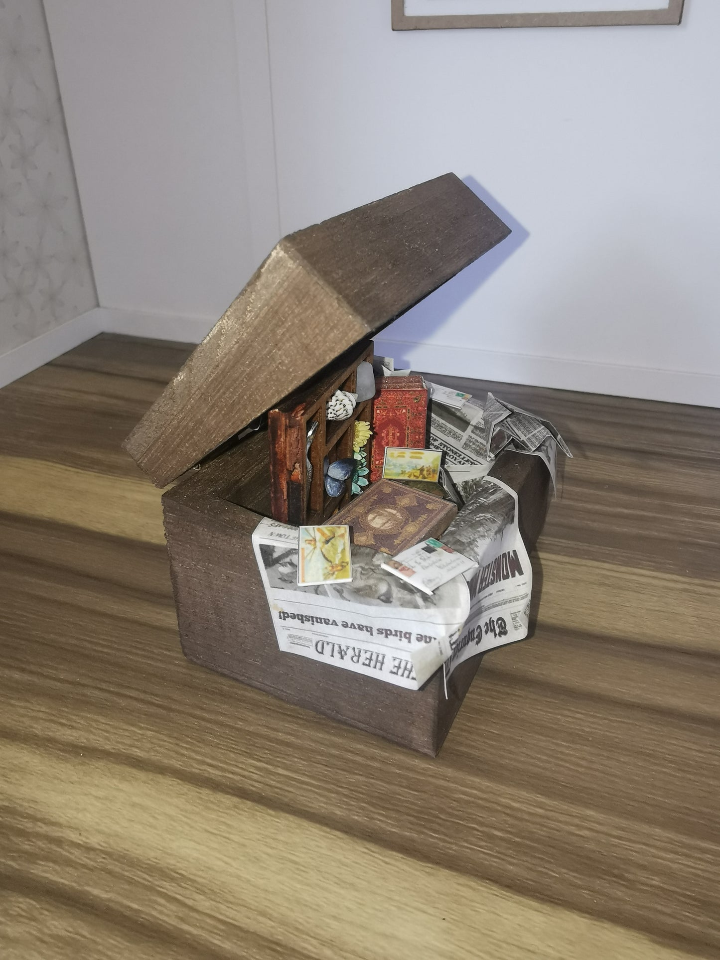 Brown Attic Wooden Chest | 1:12th Scale | Handmade