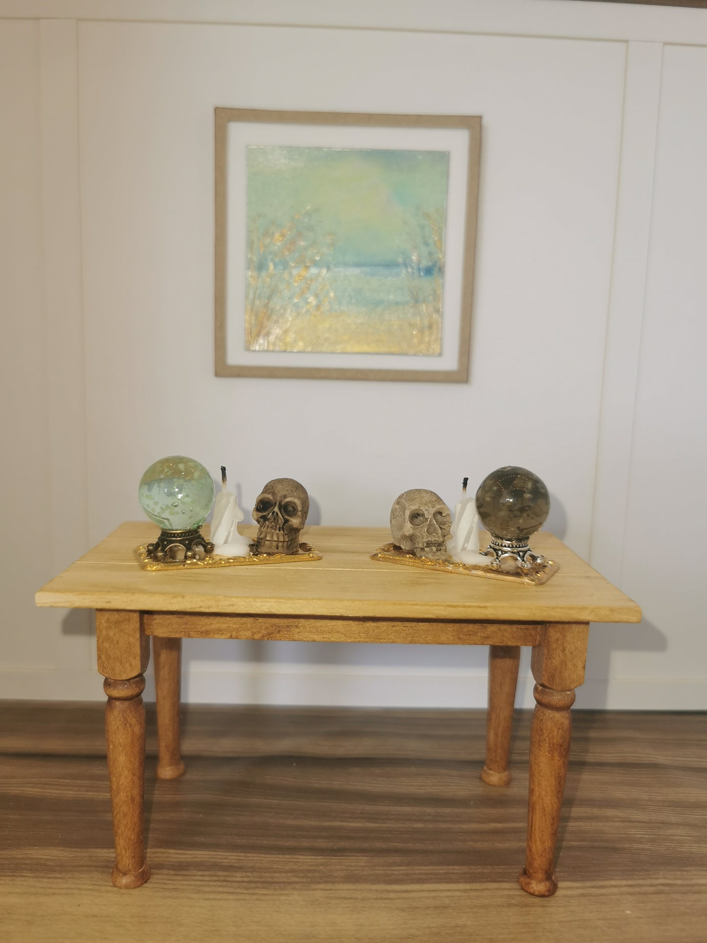 Tray with Skull, Candle & Crystal Ball | 1:12th Scale | Handmade