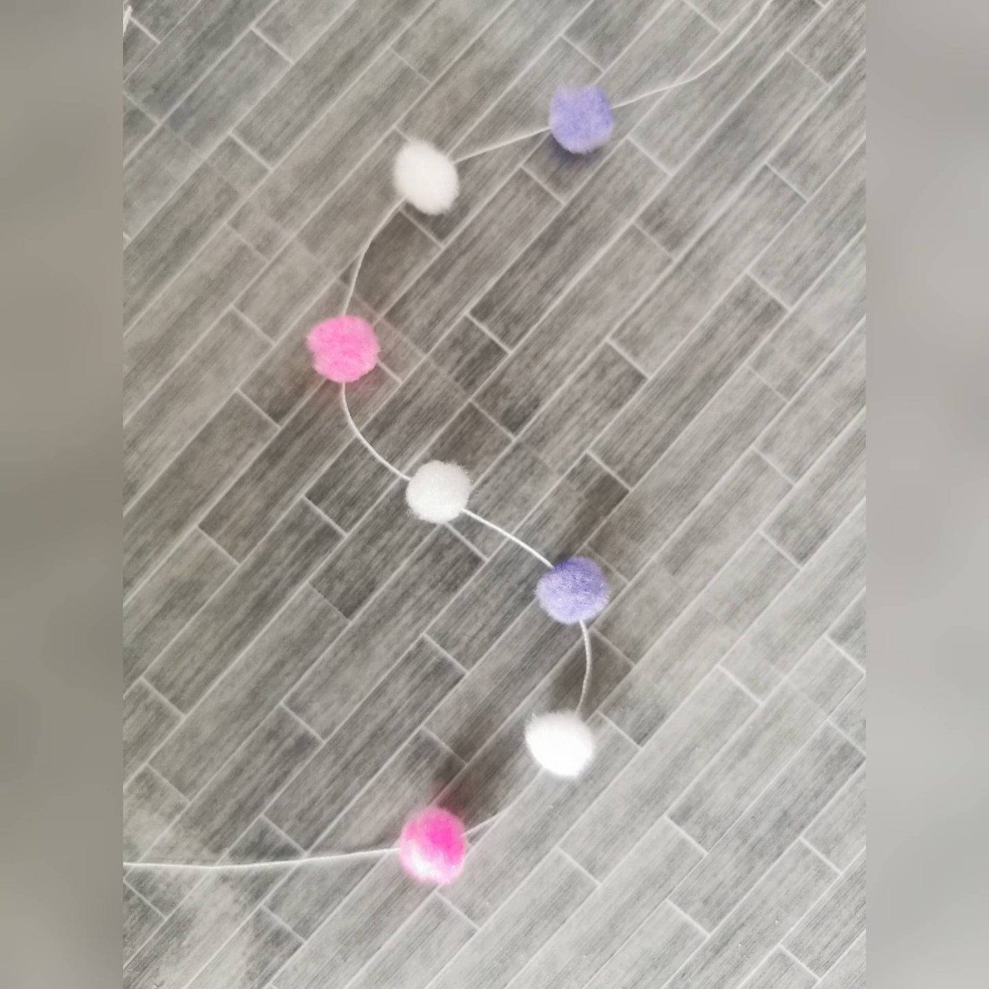 Pink/White/Purple Pom Pom Garland | 1:12th Scale | Handmade - ZJ Miniatures