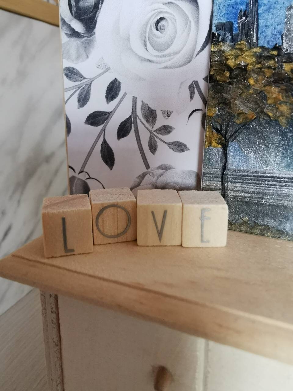 LOVE Wooden Blocks | 1:12th Scale | Handmade - ZJ Miniatures