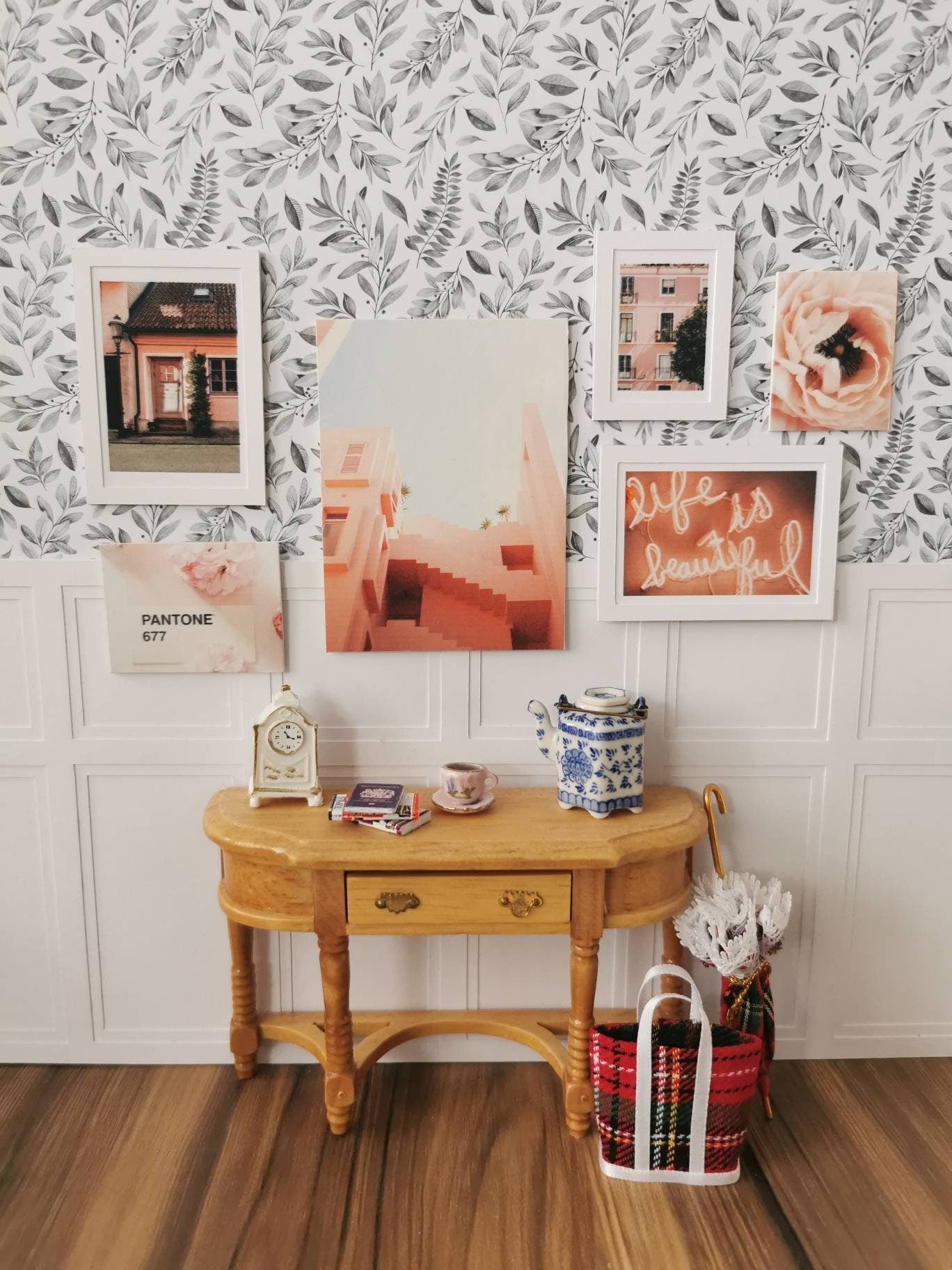 Pink House Wall Art Prints | Set of 6 | 1:12th Scale | Handmade - ZJ Miniatures