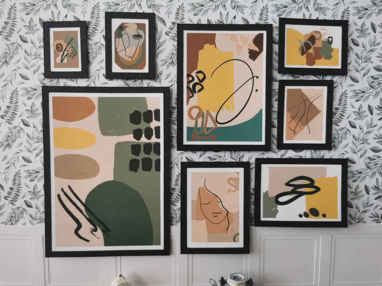 Abstract Wall Art Pictures | Set of 8 | 1:12th Scale | Handmade - ZJ Miniatures