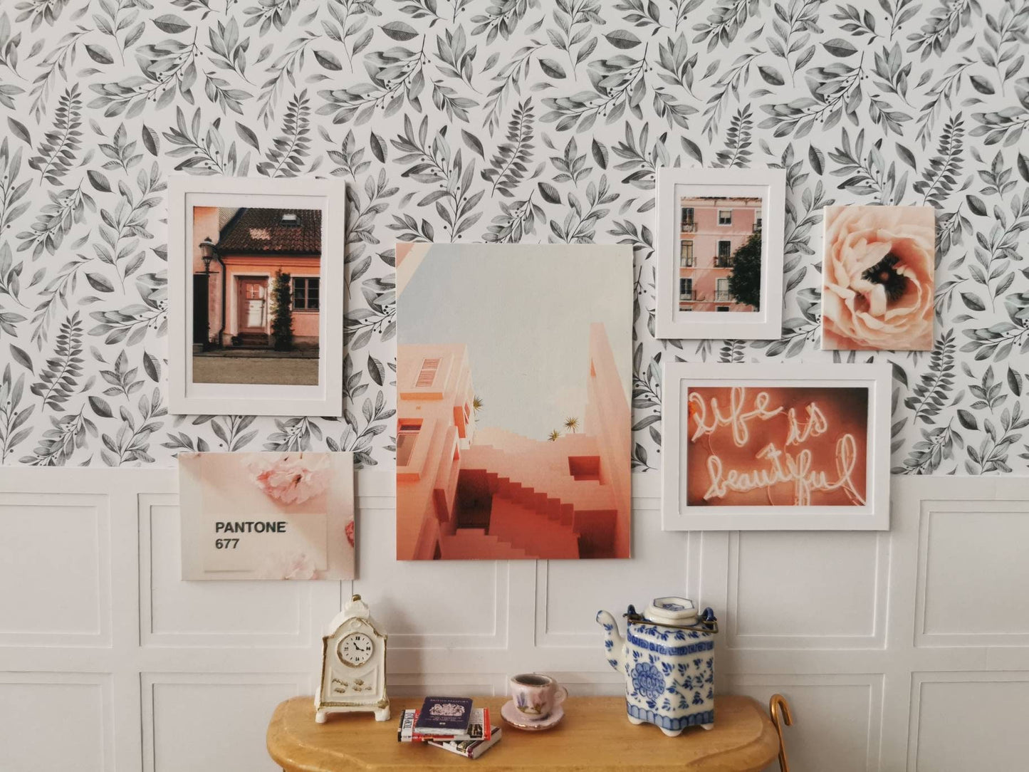 Pink House Wall Art Prints | Set of 6 | 1:12th Scale | Handmade - ZJ Miniatures