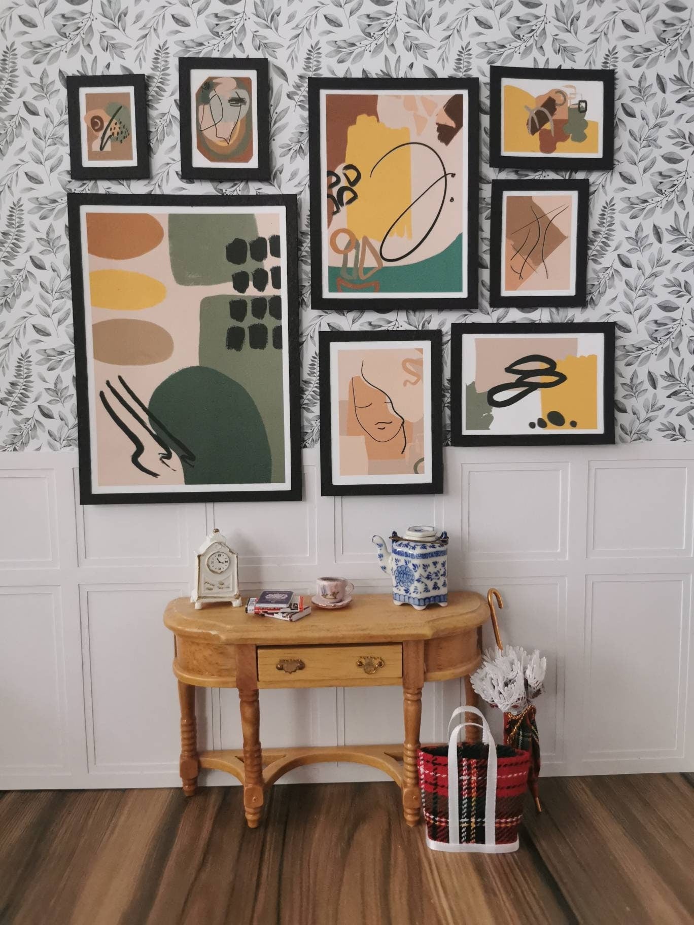 Abstract Wall Art Pictures | Set of 8 | 1:12th Scale | Handmade - ZJ Miniatures