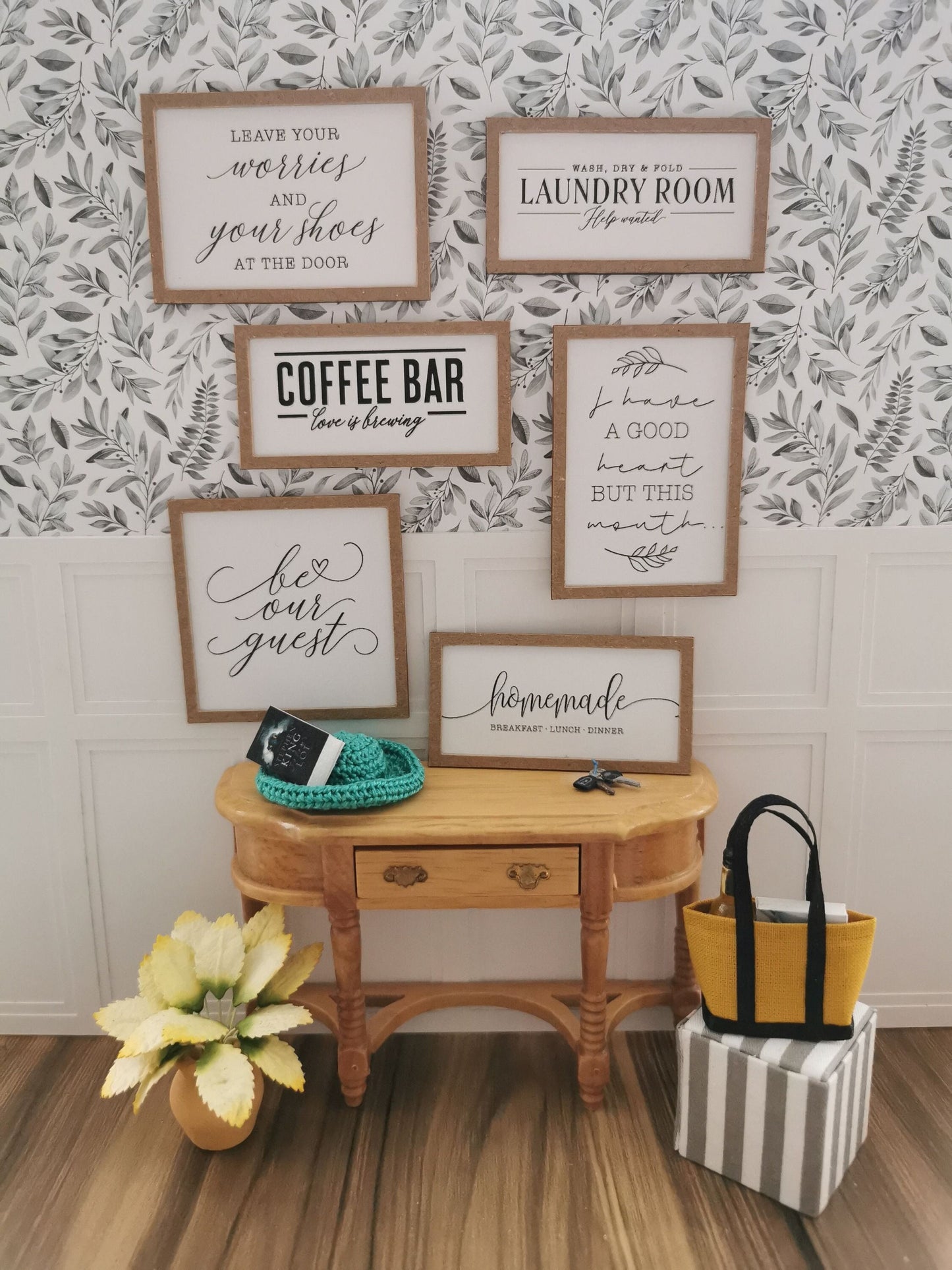 Around The House Quote Wall Art Pictures | Set of 6 | 1:12th Scale | Handmade - ZJ Miniatures
