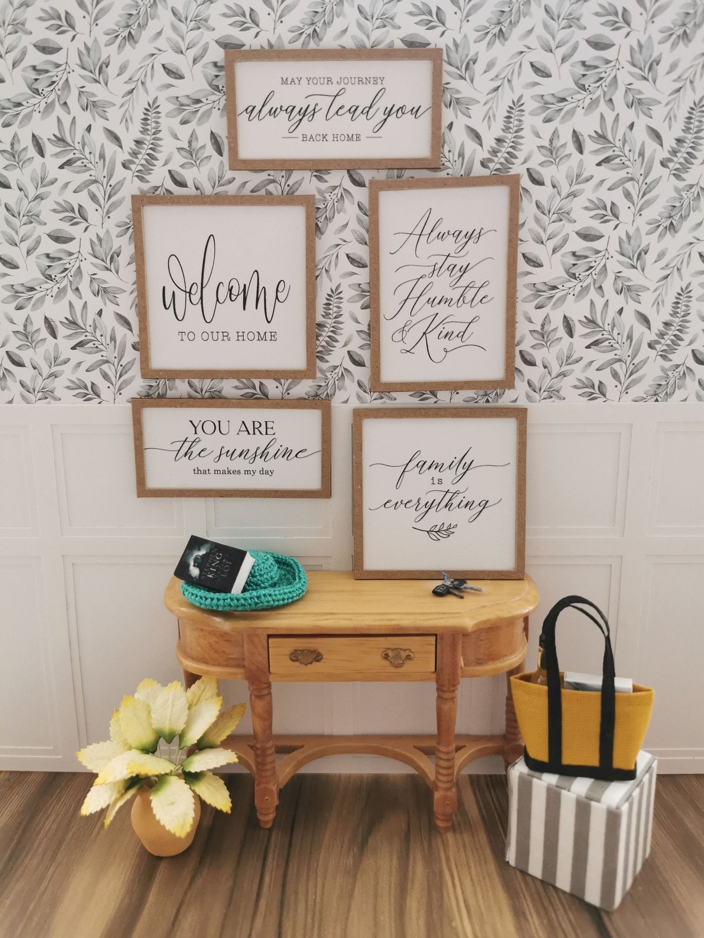 Family Quote Wall Art Pictures | Set of 5 | 1:12th Scale | Handmade - ZJ Miniatures