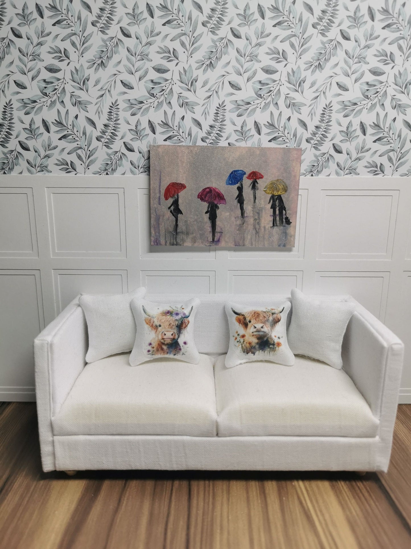 Highland Cow Cushions | Set of 2 | 1:12th Scale | Handmade - ZJ Miniatures