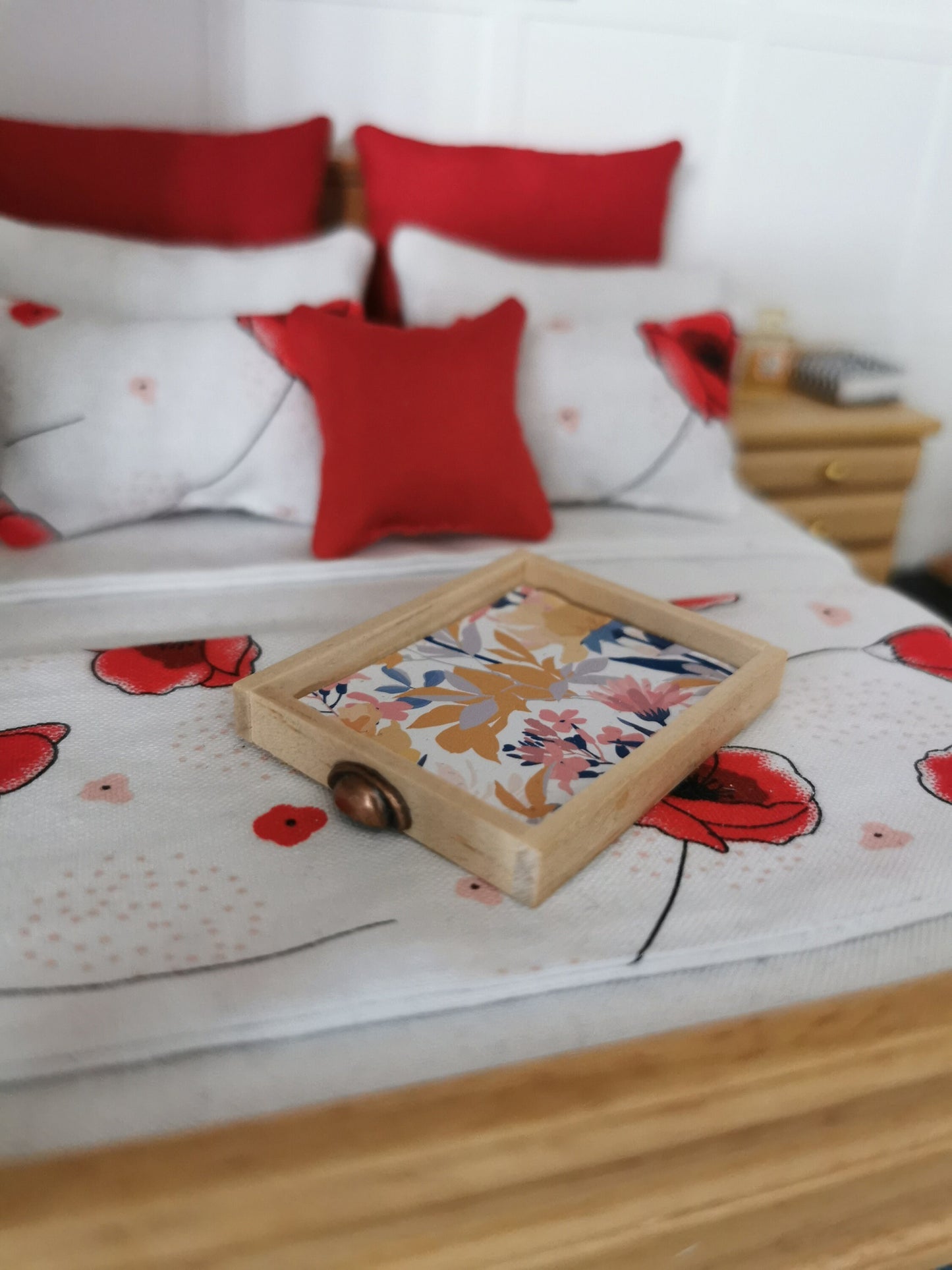 Serving Tray with Floral Print | 1:12th Scale | Handmade - ZJ Miniatures