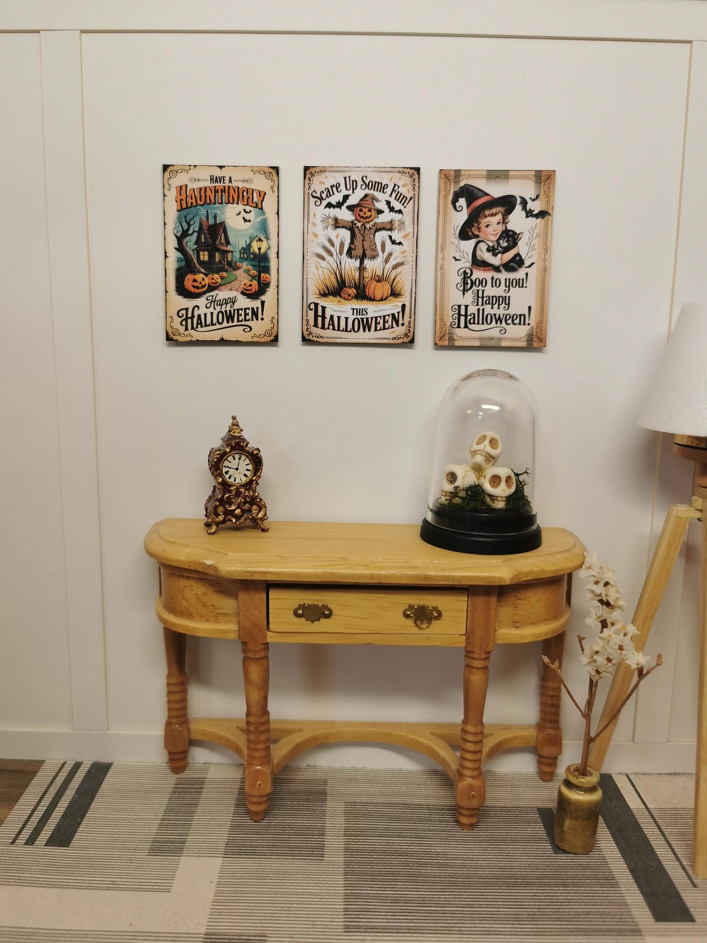 Dolls House Vintage Halloween Wall Art Prints | Set of 3 | 1:12th Scale | Handmade | HW2