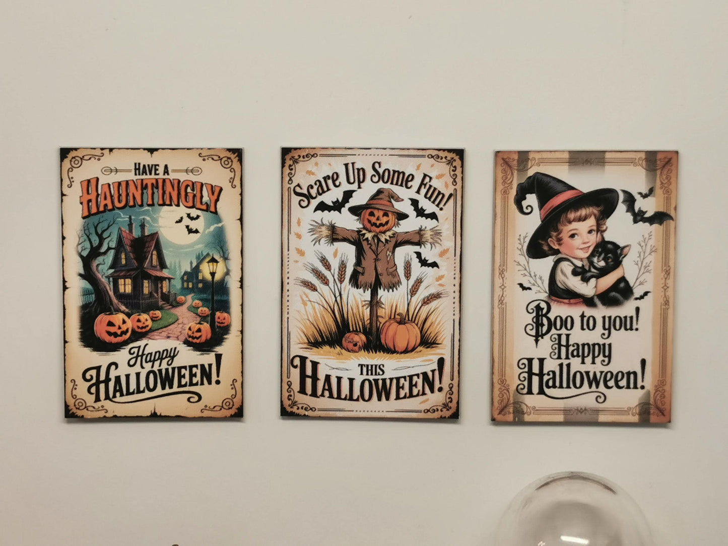 Dolls House Vintage Halloween Wall Art Prints | Set of 3 | 1:12th Scale | Handmade | HW2