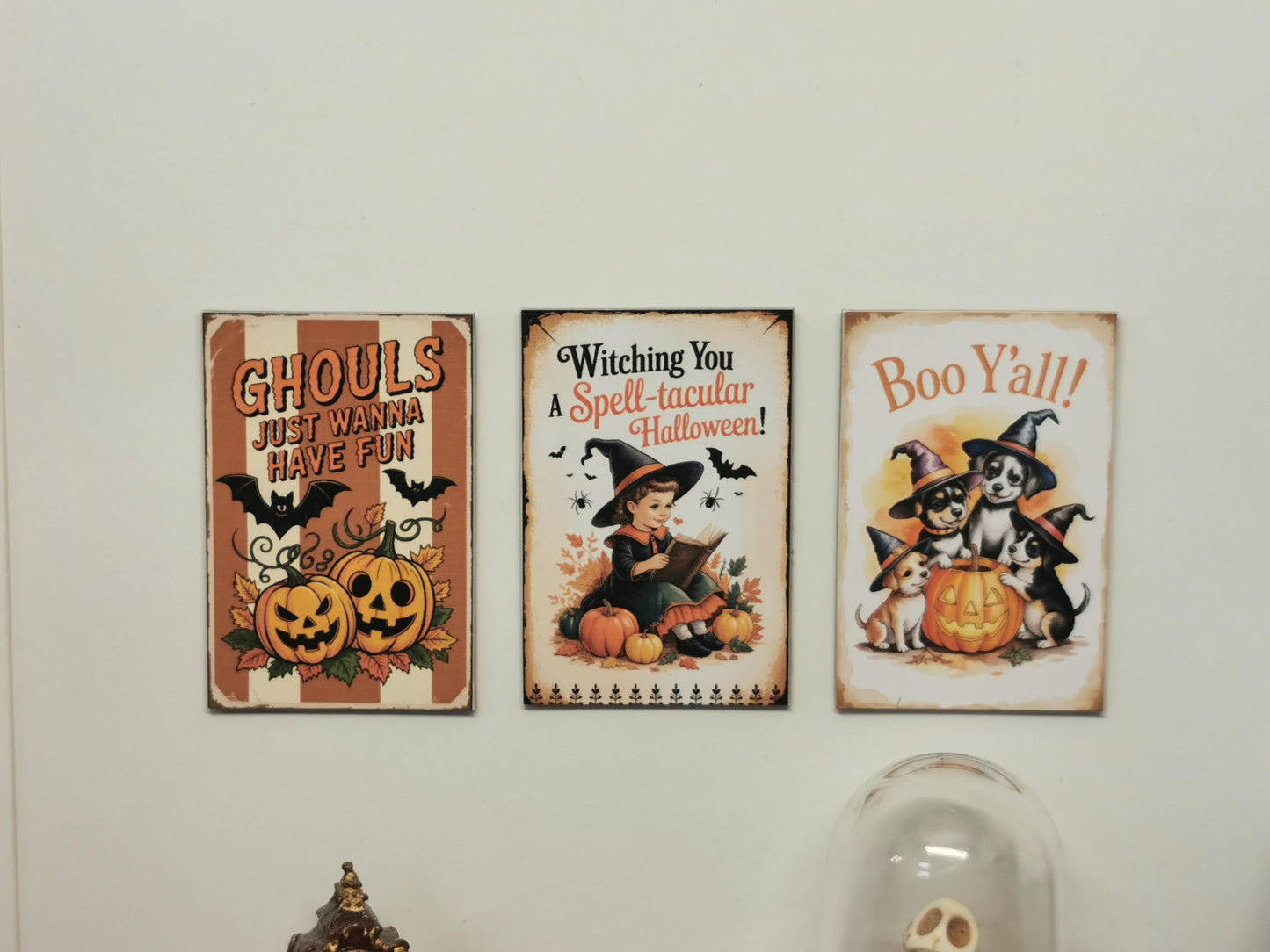 Dolls House Vintage Halloween Wall Art Prints | Set of 3 | 1:12th Scale | Handmade | HW3