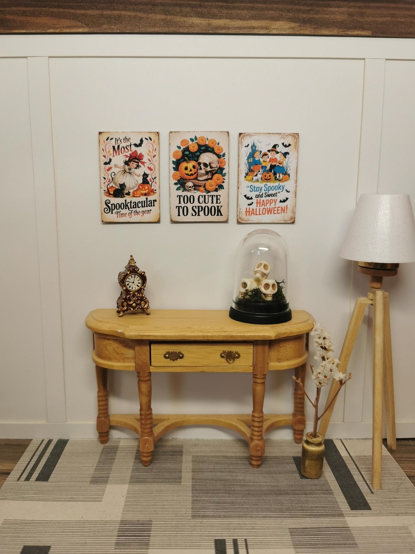 Dolls House Vintage Halloween Wall Art Prints | Set of 3 | 1:12th Scale | Handmade | HW5