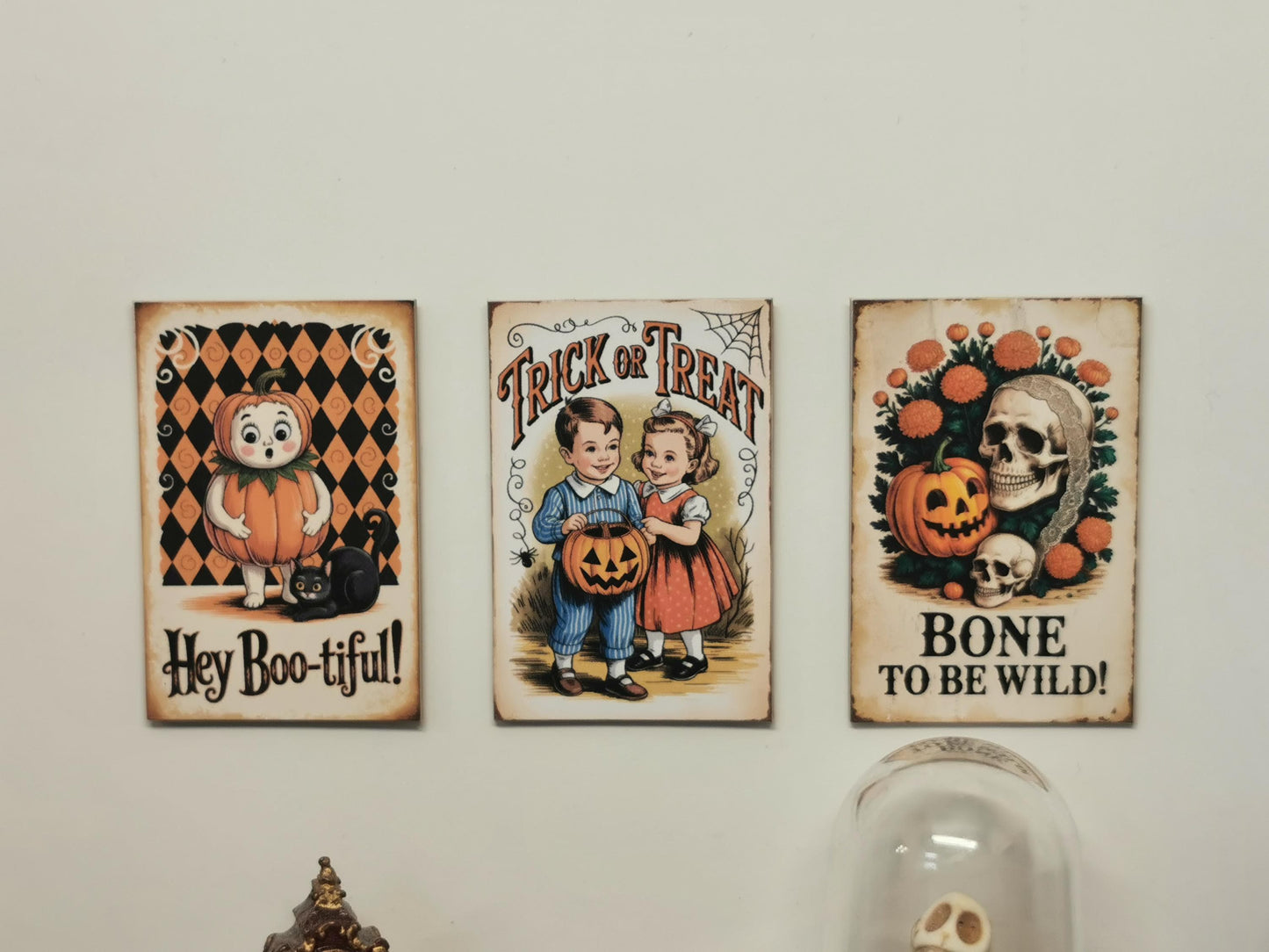Dolls House Vintage Halloween Wall Art Prints | Set of 3 | 1:12th Scale | Handmade | HW4