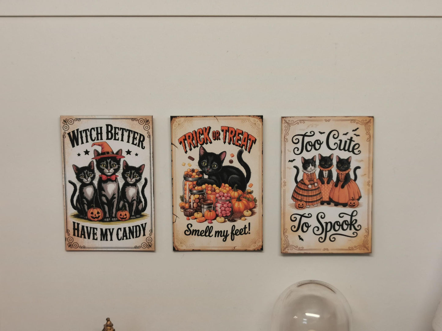 Dolls House Vintage Halloween Wall Art Prints | Set of 3 | 1:12th Scale | Handmade | HW6
