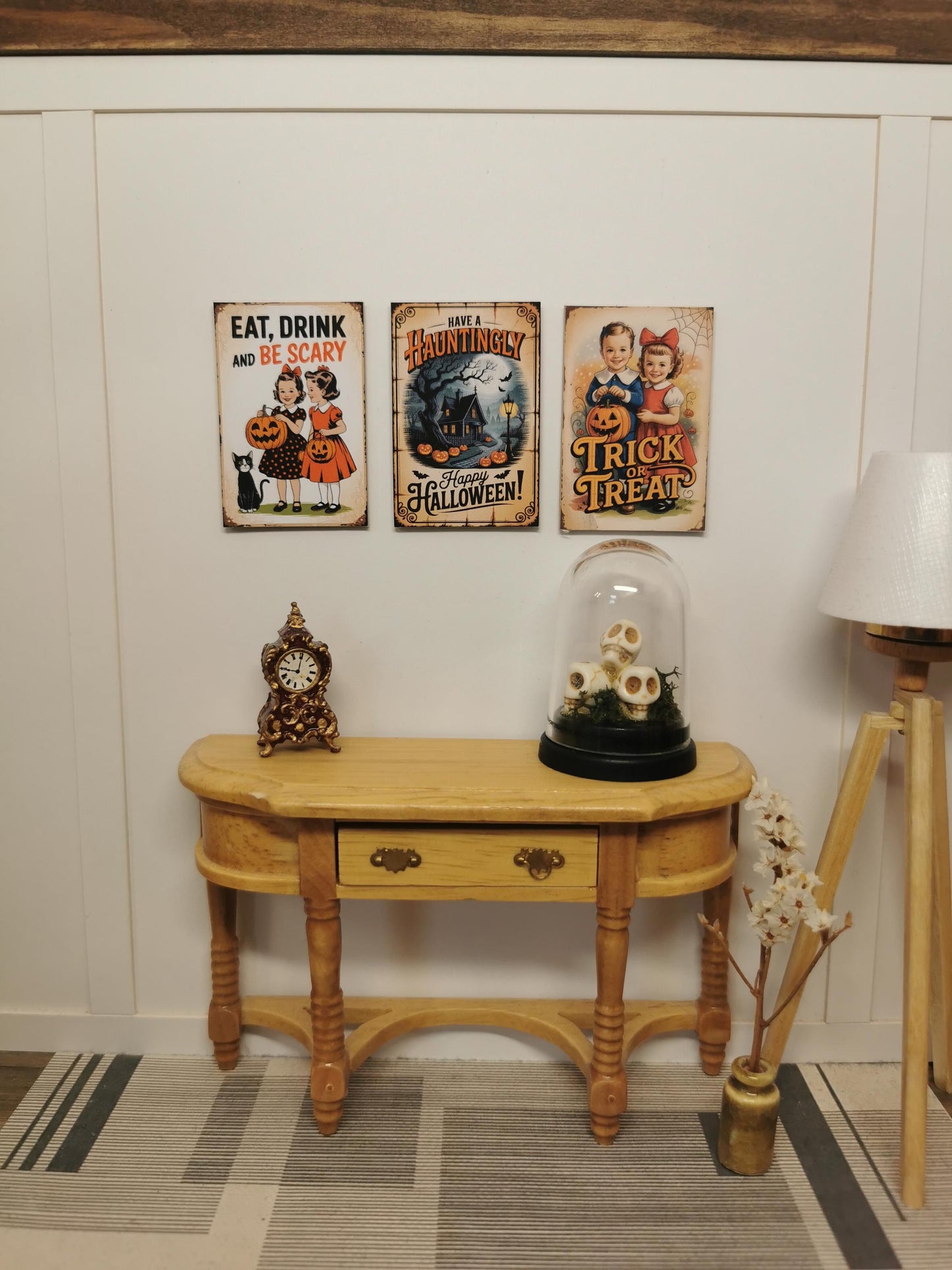 Dolls House Vintage Halloween Wall Art Prints | Set of 3 | 1:12th Scale | Handmade | HW1
