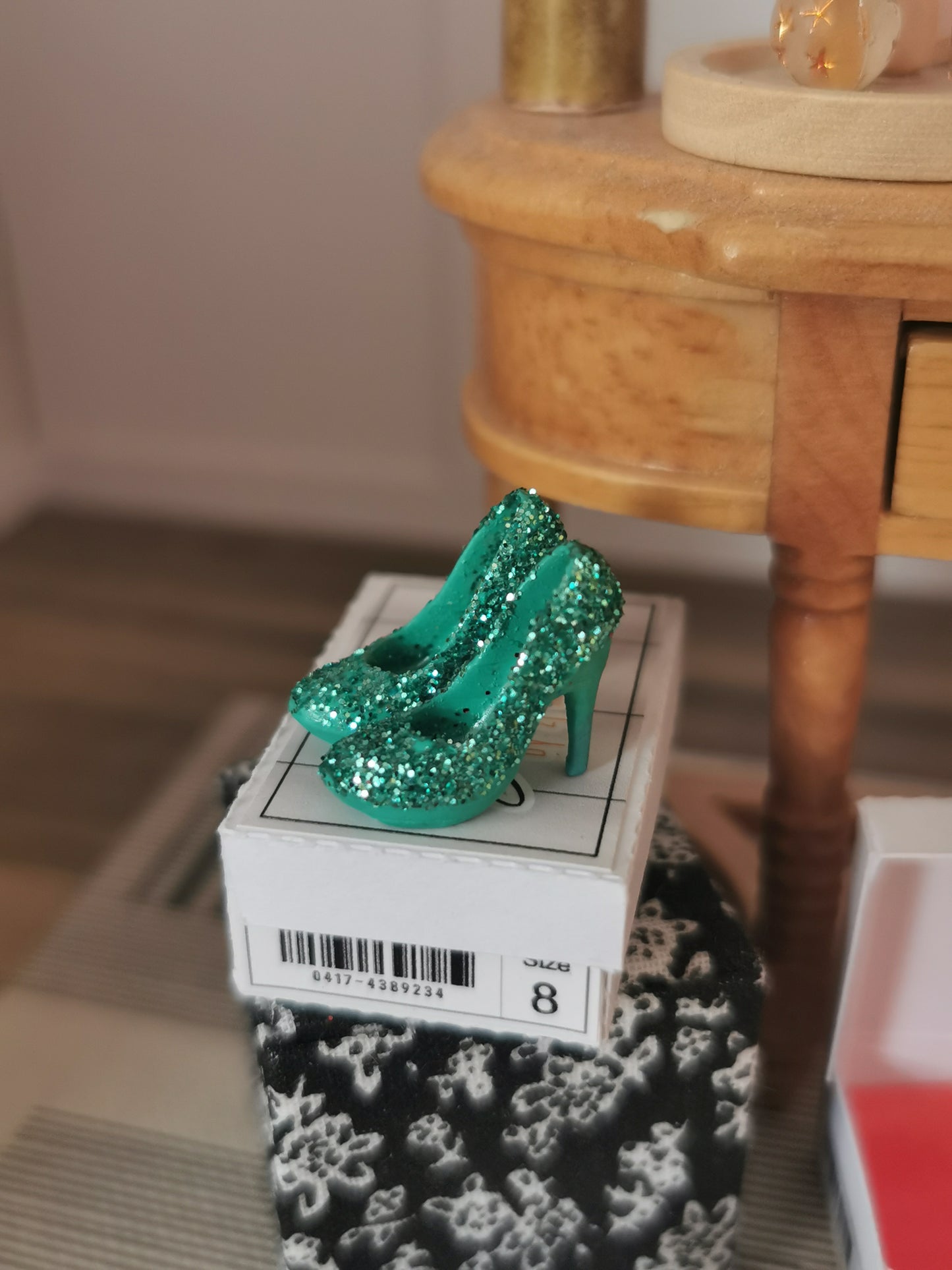 Glitter Heeled Platform Shoes with Box | 1:12th Scale | Handmade