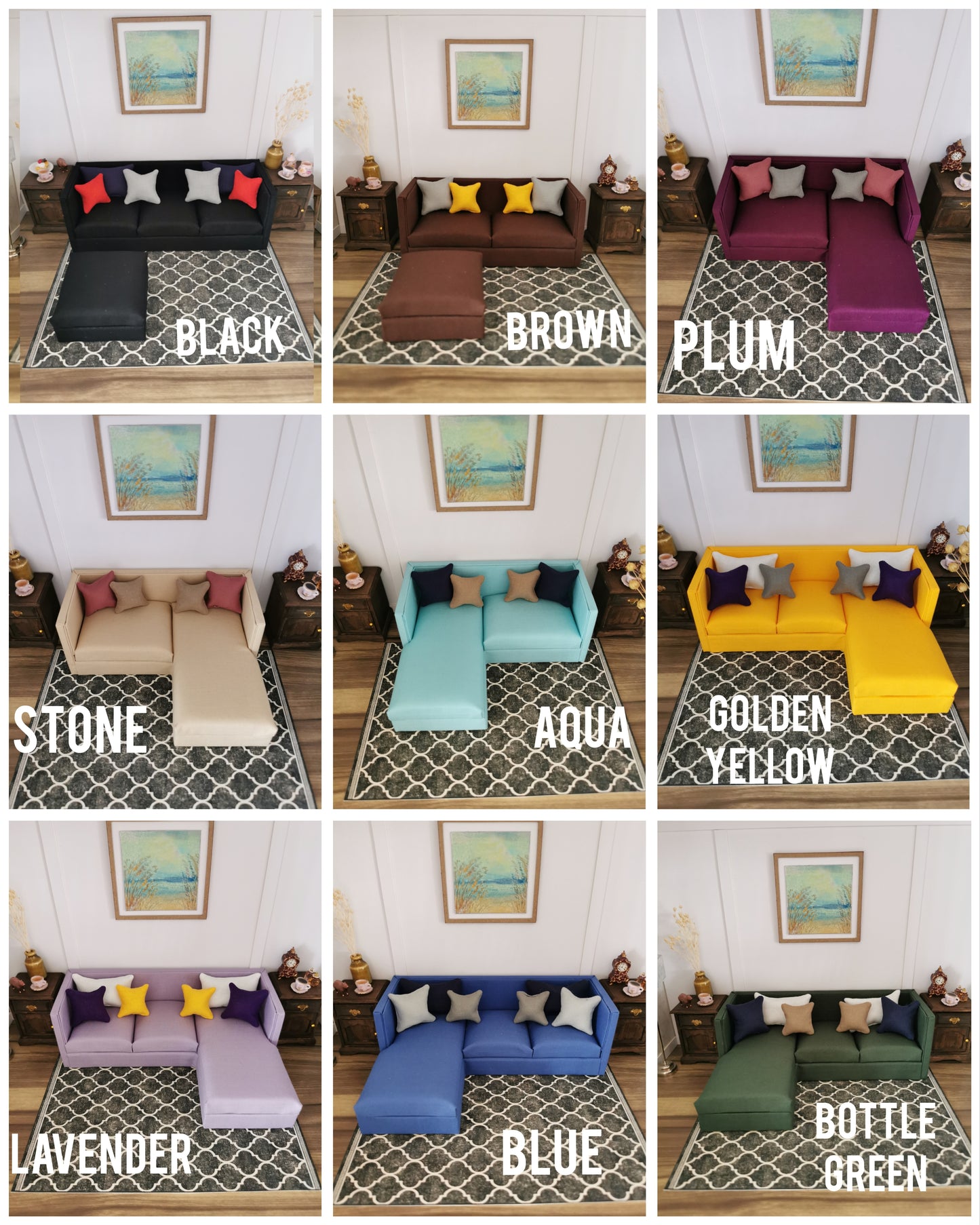 Chair & Ottoman | 1:12th Scale | Made To Order | Cushions/Pillows included | Handmade