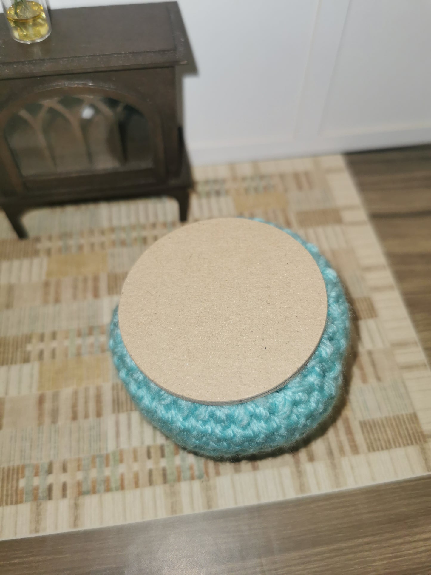 Mint Crochet Footstool/Ottoman | 1:12th Scale | Handmade