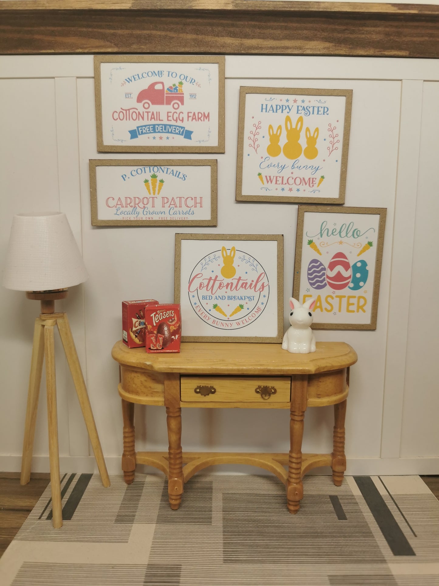 Easter Wall Art Pictures | Set of 5 | 1:12th Scale | Handmade