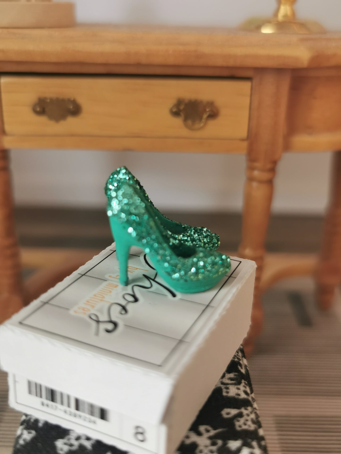 Glitter Heeled Platform Shoes with Box | 1:12th Scale | Handmade