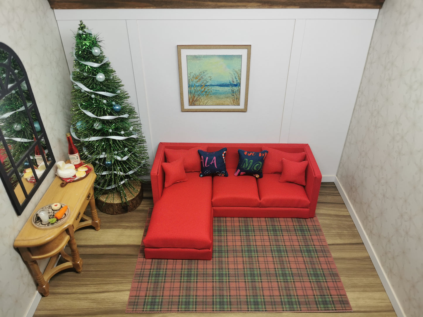 Navy Word Christmas Cushions | Set of 2 | 1:12th Scale | Handmade