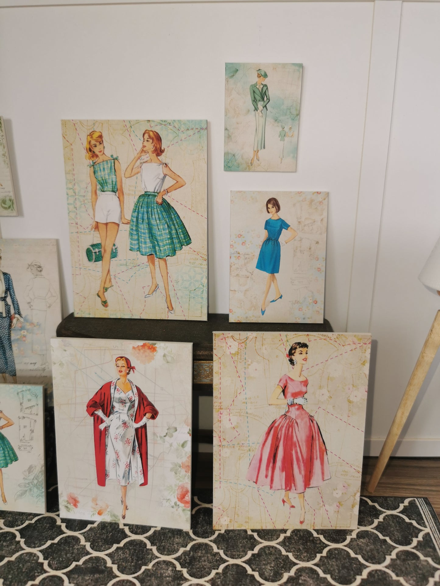 Retro Fashion Wall Art Prints | Set of 8 | 1:12th Scale | Handmade