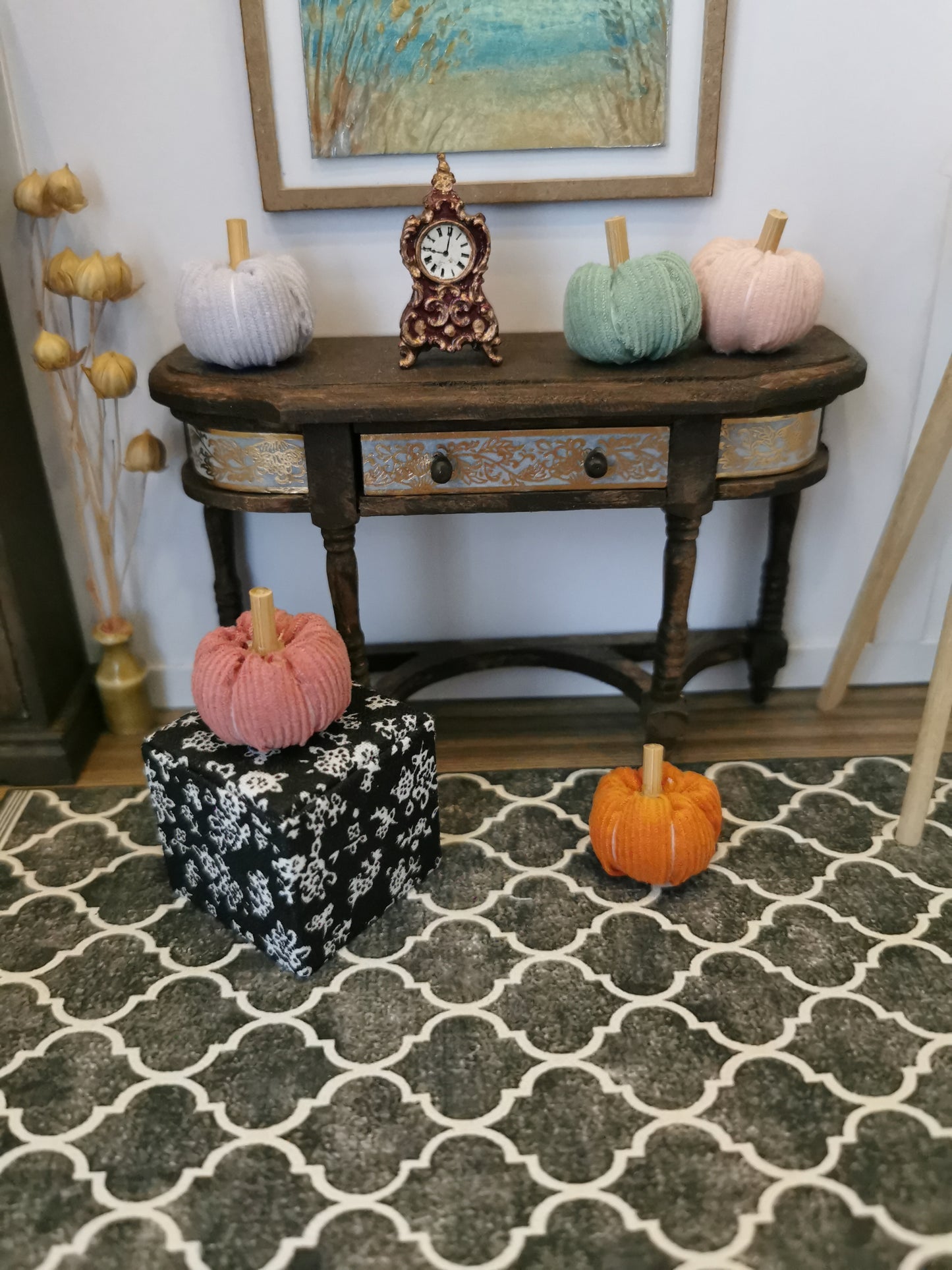 Corduroy Fabric Pumpkins | Set of 5 | 1:12th Scale | Handmade