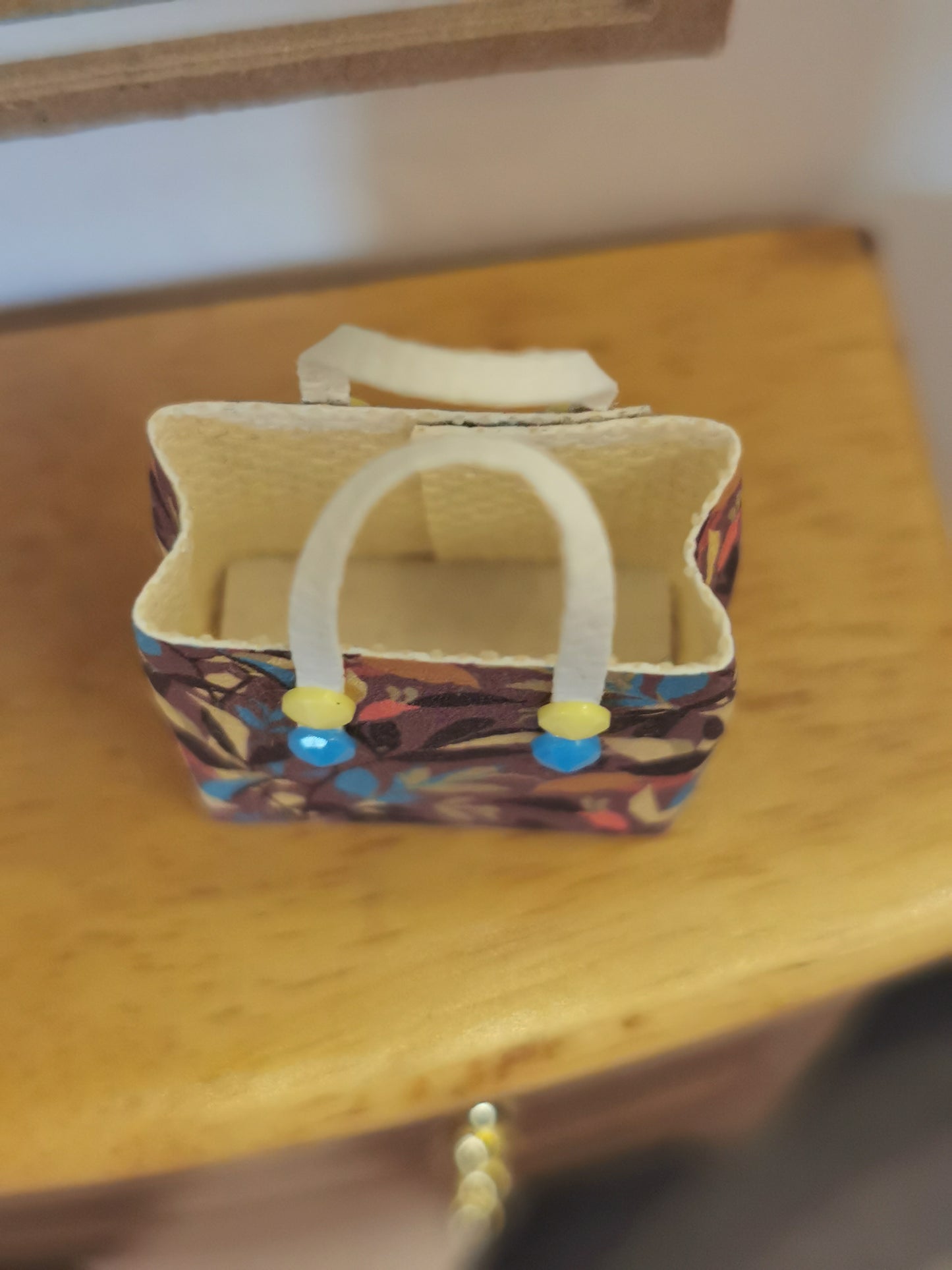Brown Floral Handbag | 1:12th Scale | Handmade