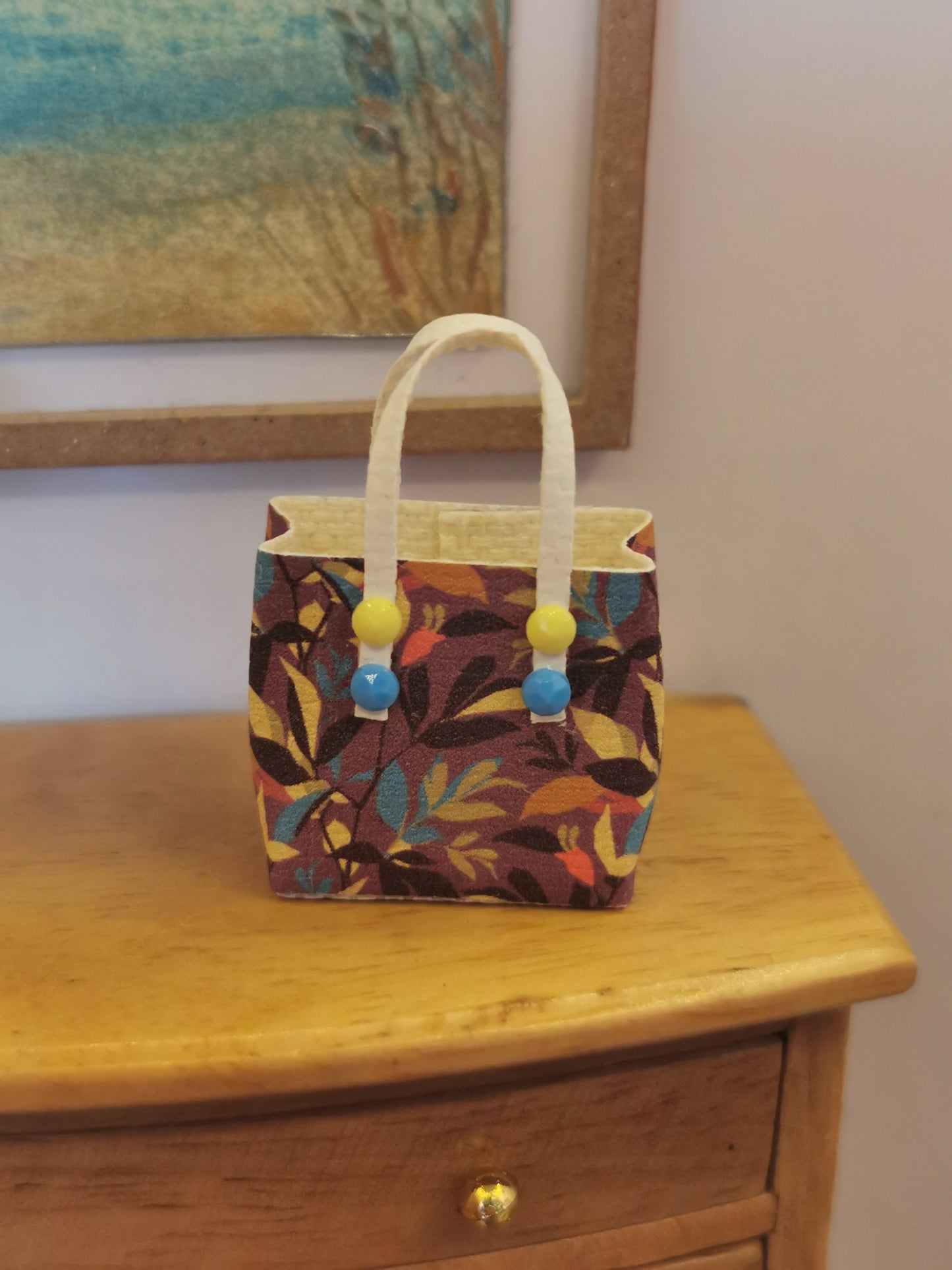 Brown Floral Handbag | 1:12th Scale | Handmade