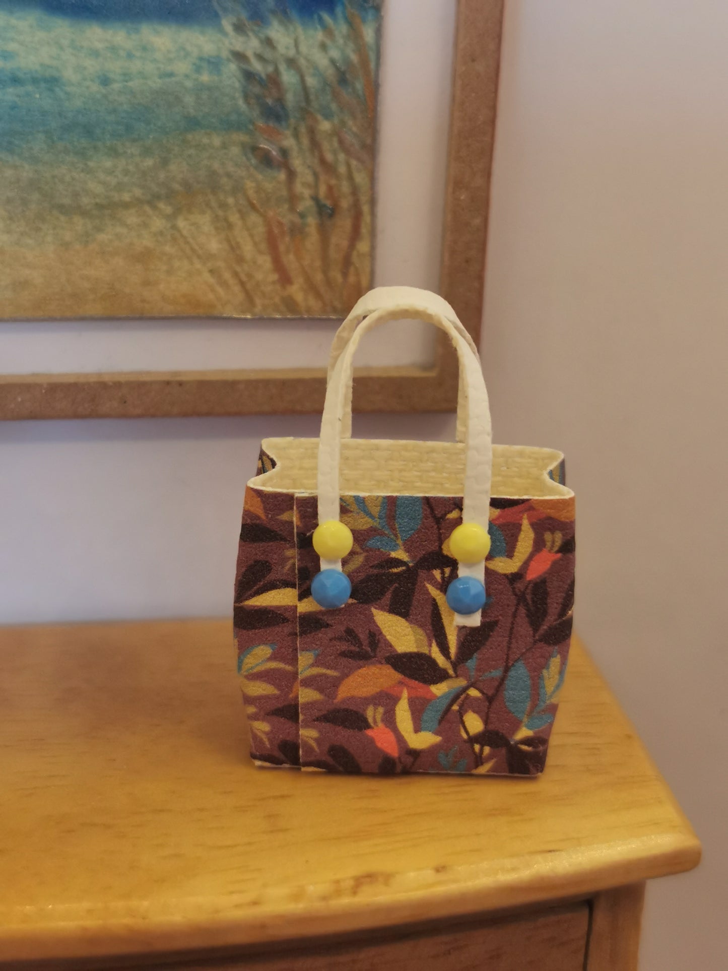 Brown Floral Handbag | 1:12th Scale | Handmade