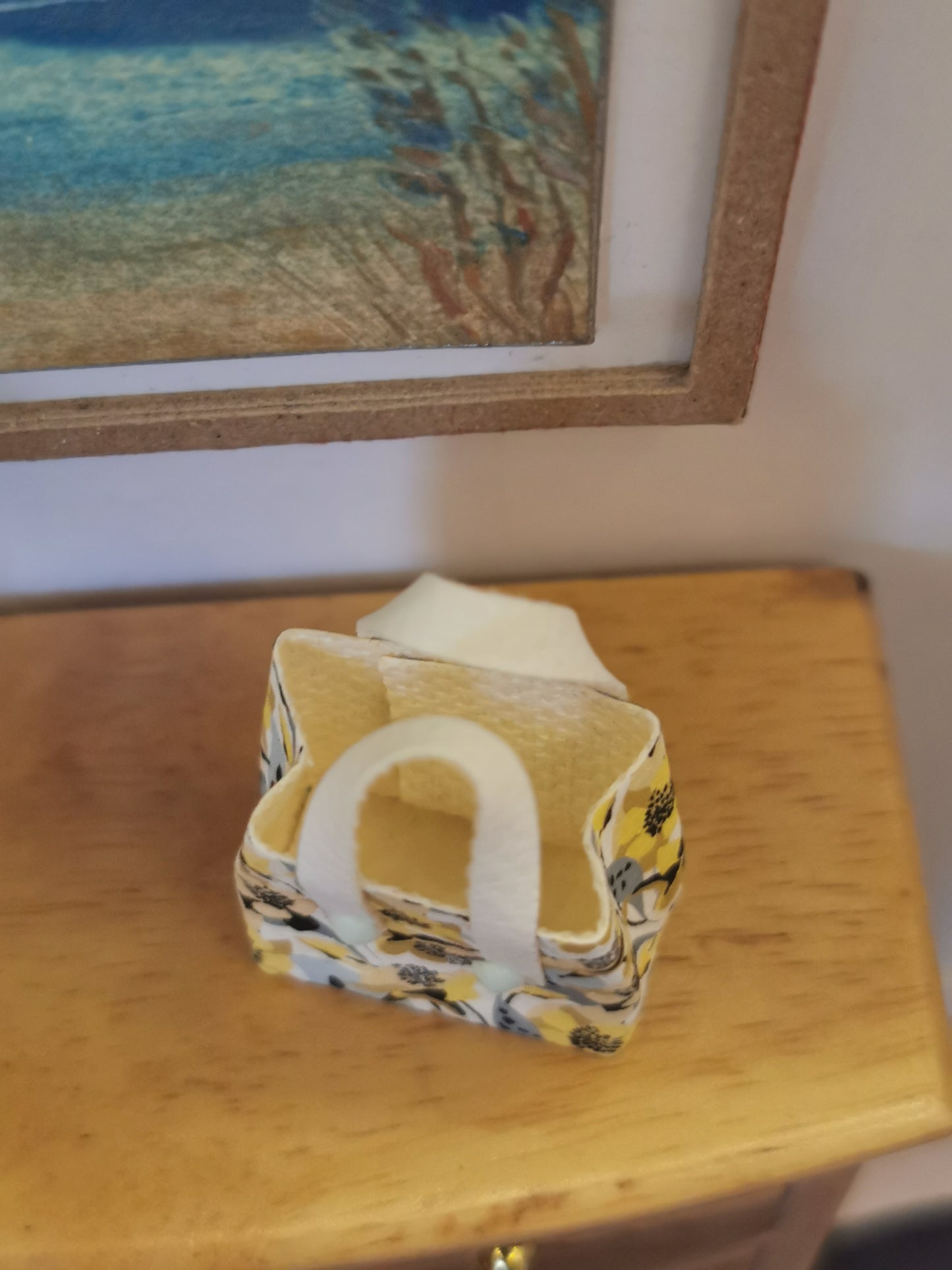 Yellow & Grey Floral Handbag | 1:12th Scale | Handmade