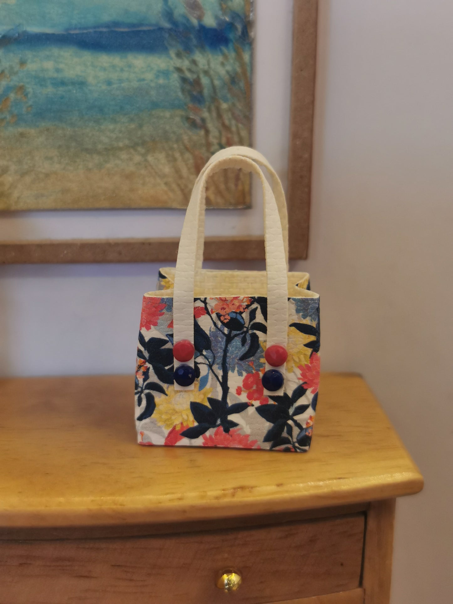 Navy Floral Handbag | 1:12th Scale | Handmade