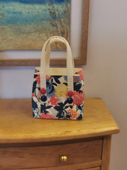 Navy Floral Handbag | 1:12th Scale | Handmade