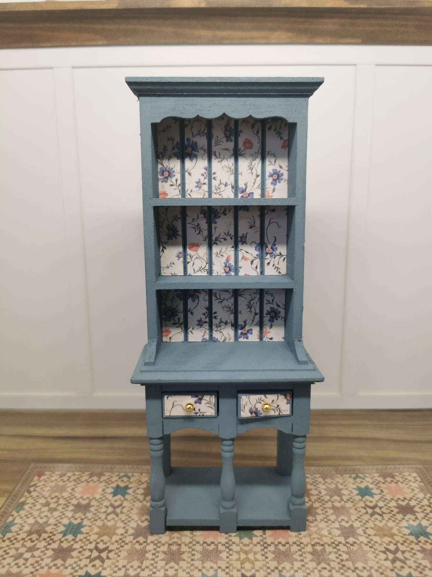 Blue Floral Dresser | 1:12th Scale | Hand Finished