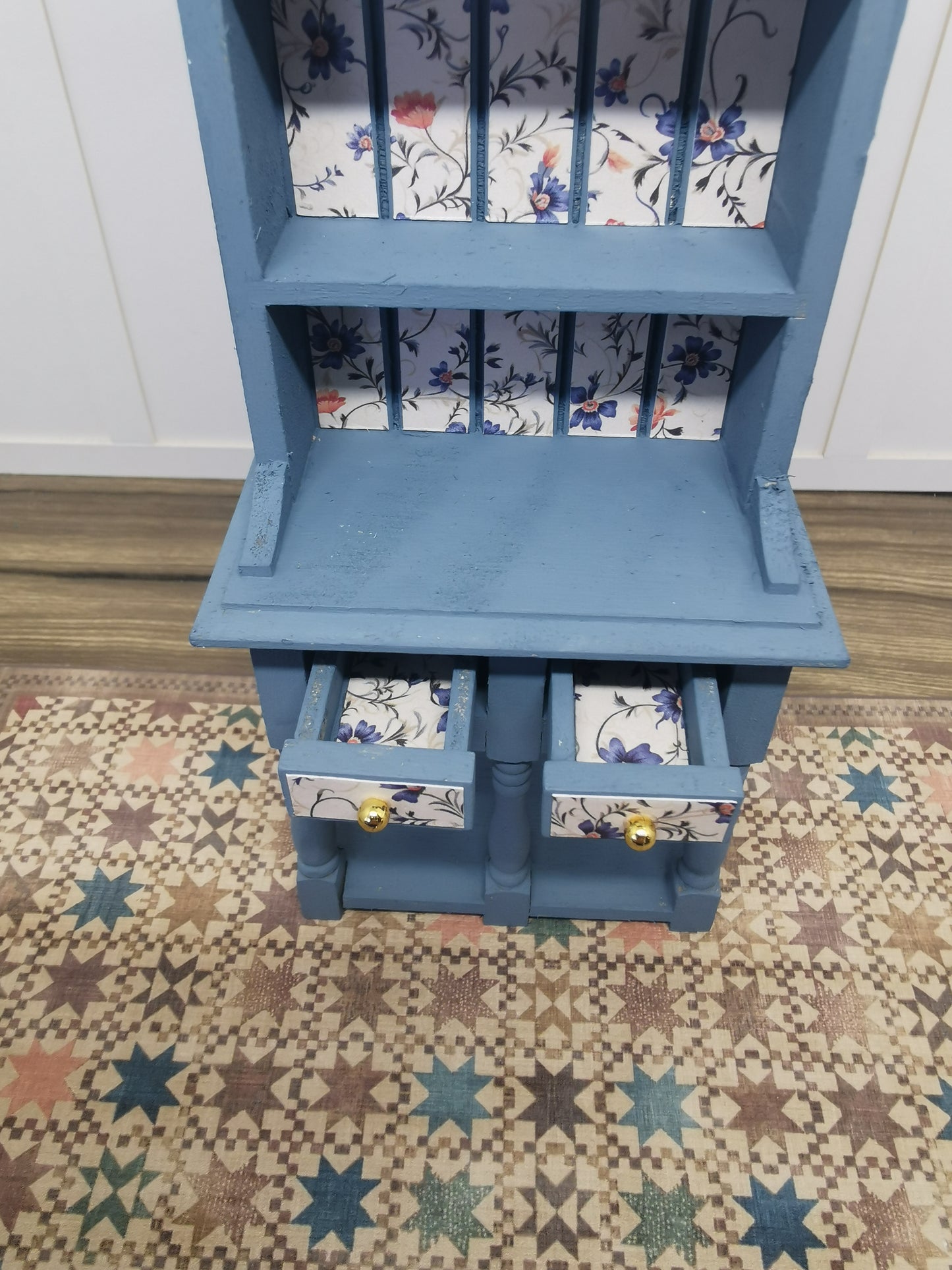 Blue Floral Dresser | 1:12th Scale | Hand Finished