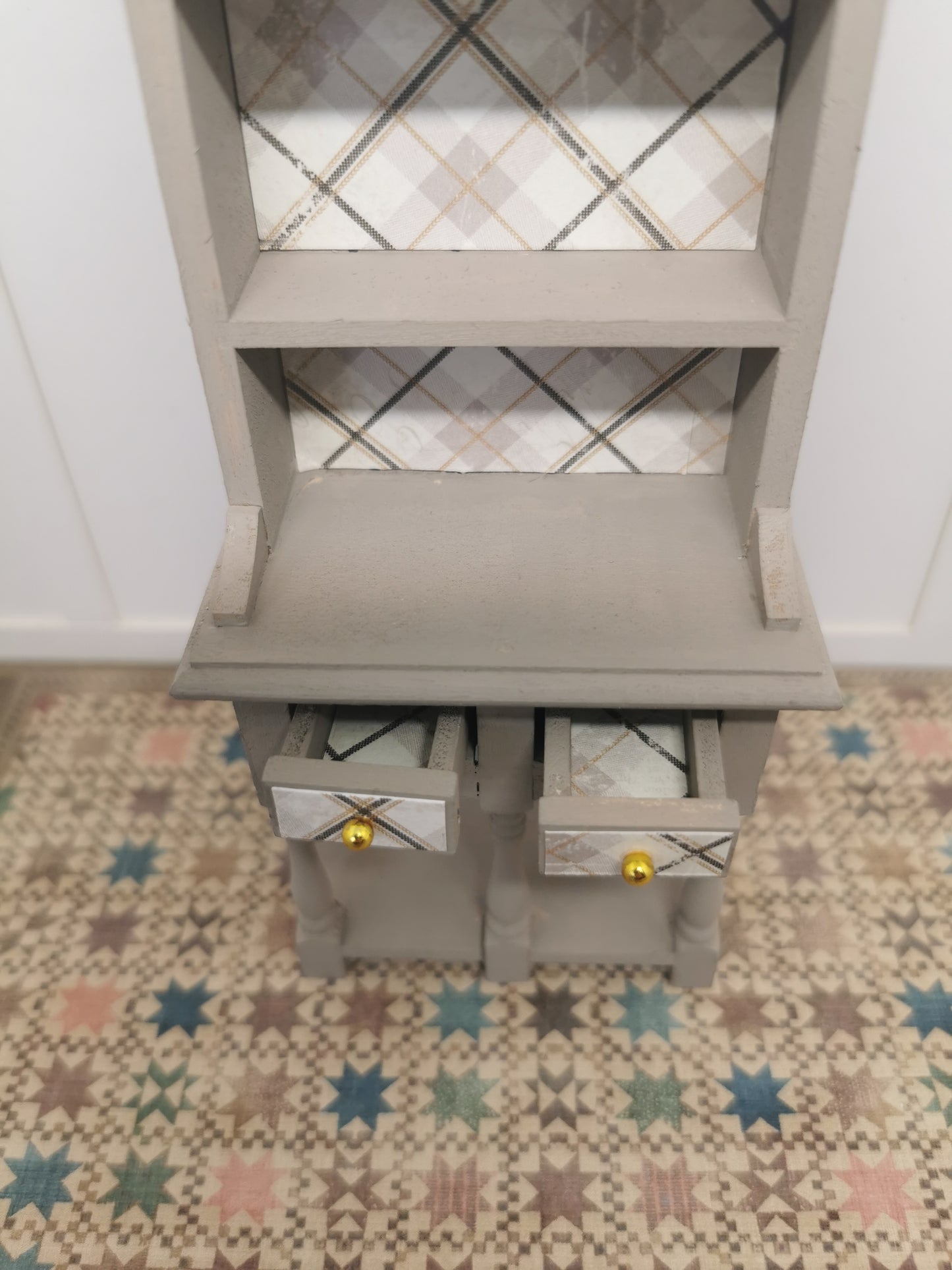Grey Check Dresser | 1:12th Scale | Hand Finished