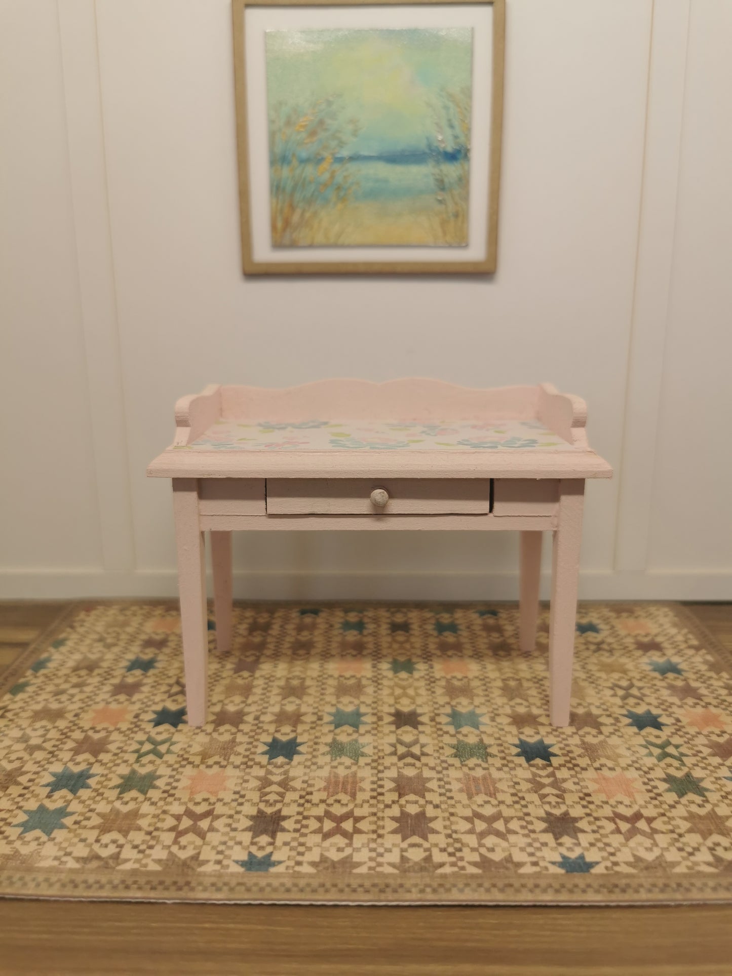 Desk in Pink Floral Print | 1:12th Scale