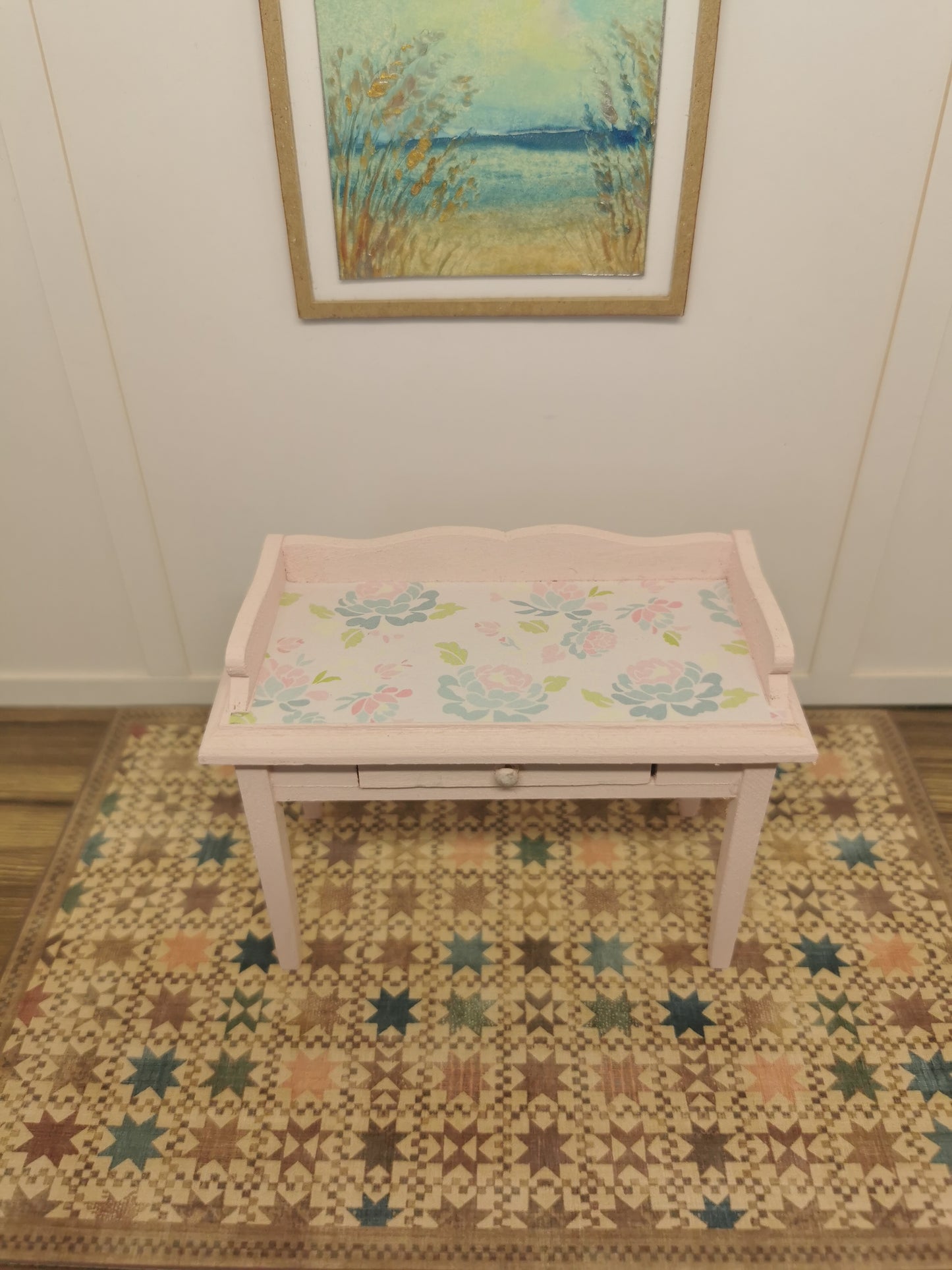 Desk in Pink Floral Print | 1:12th Scale