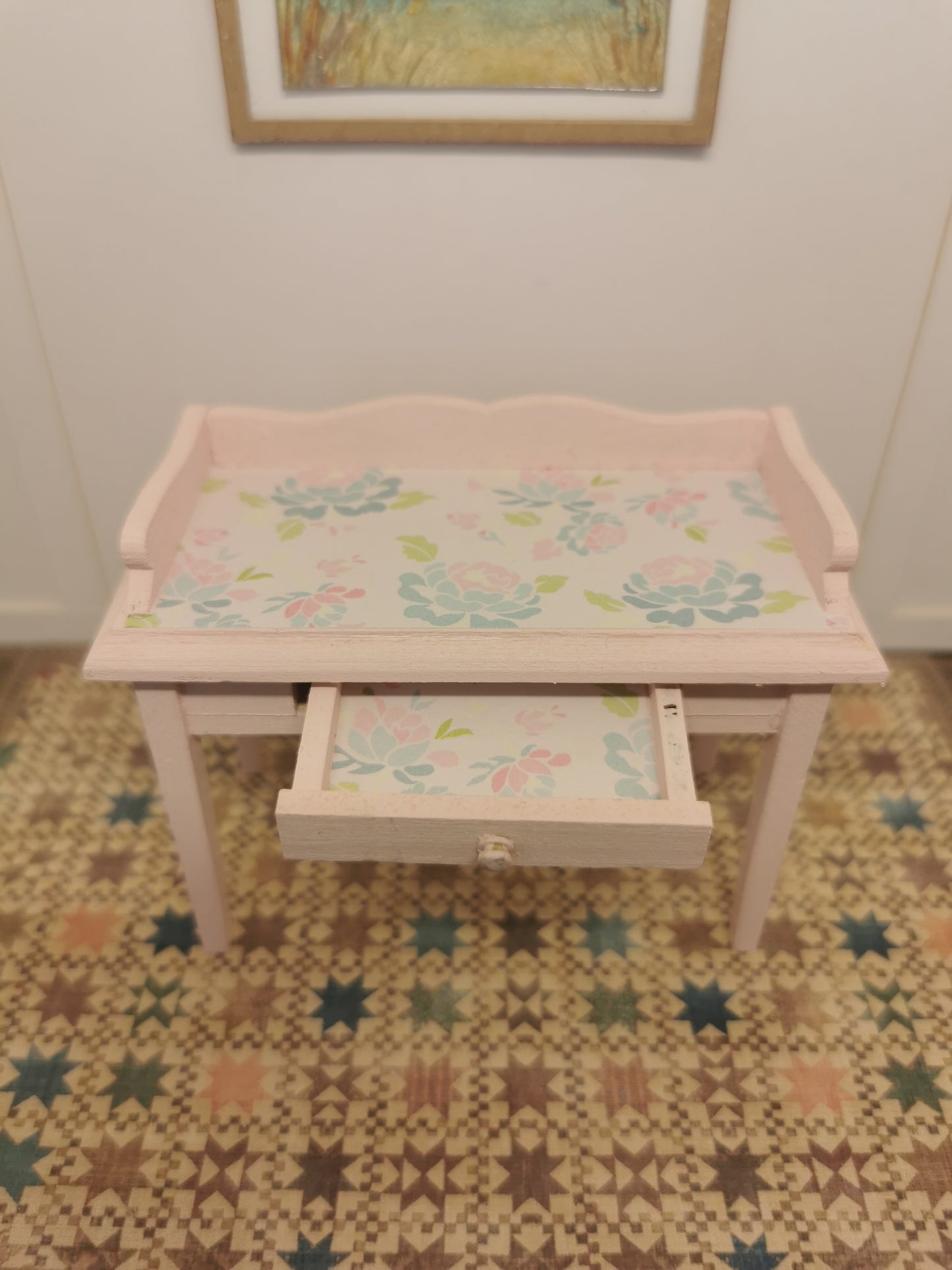 Desk in Pink Floral Print | 1:12th Scale