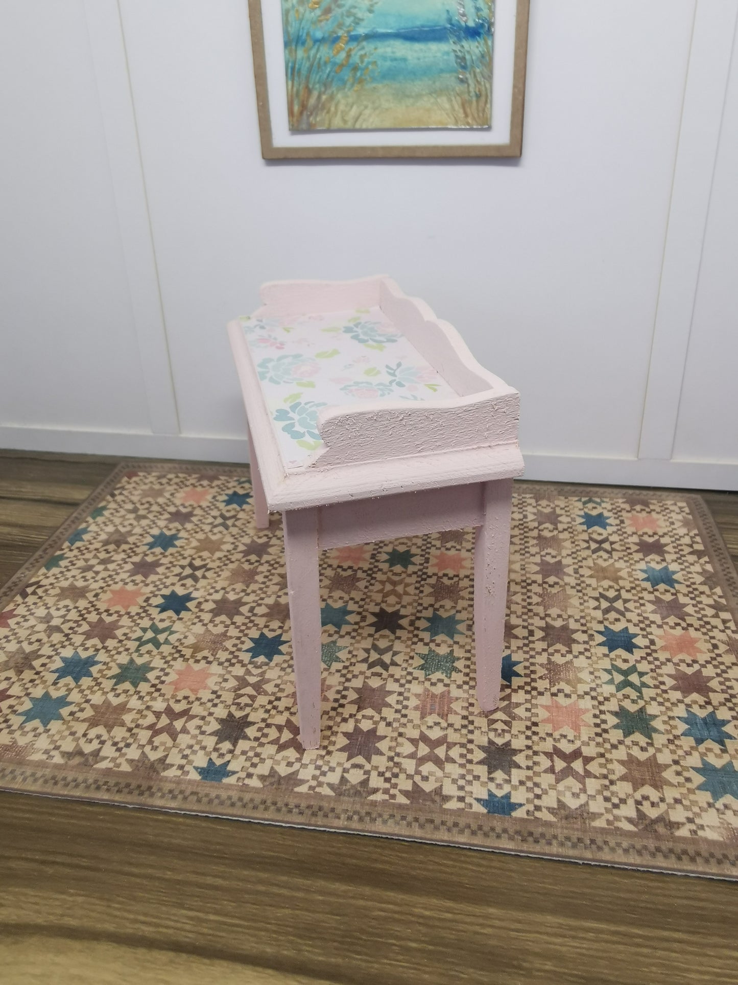 Desk in Pink Floral Print | 1:12th Scale
