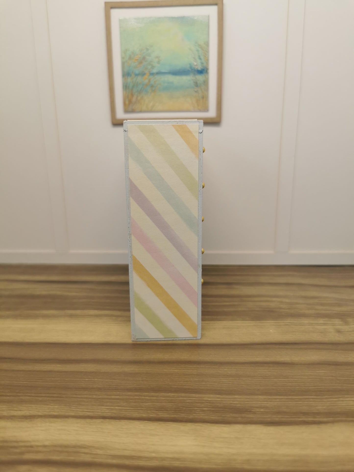 Chest Drawer in Light Blue Stripe Print | 1:12th Scale | Hand Finished