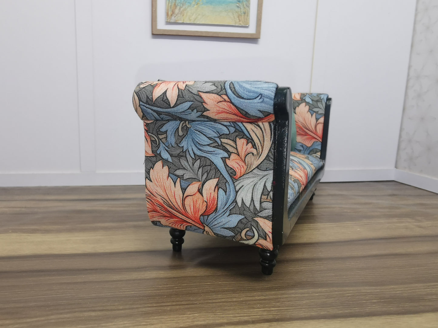 Forest Green Sofa with Swirl Print | 1:12th Scale | Hand Finished