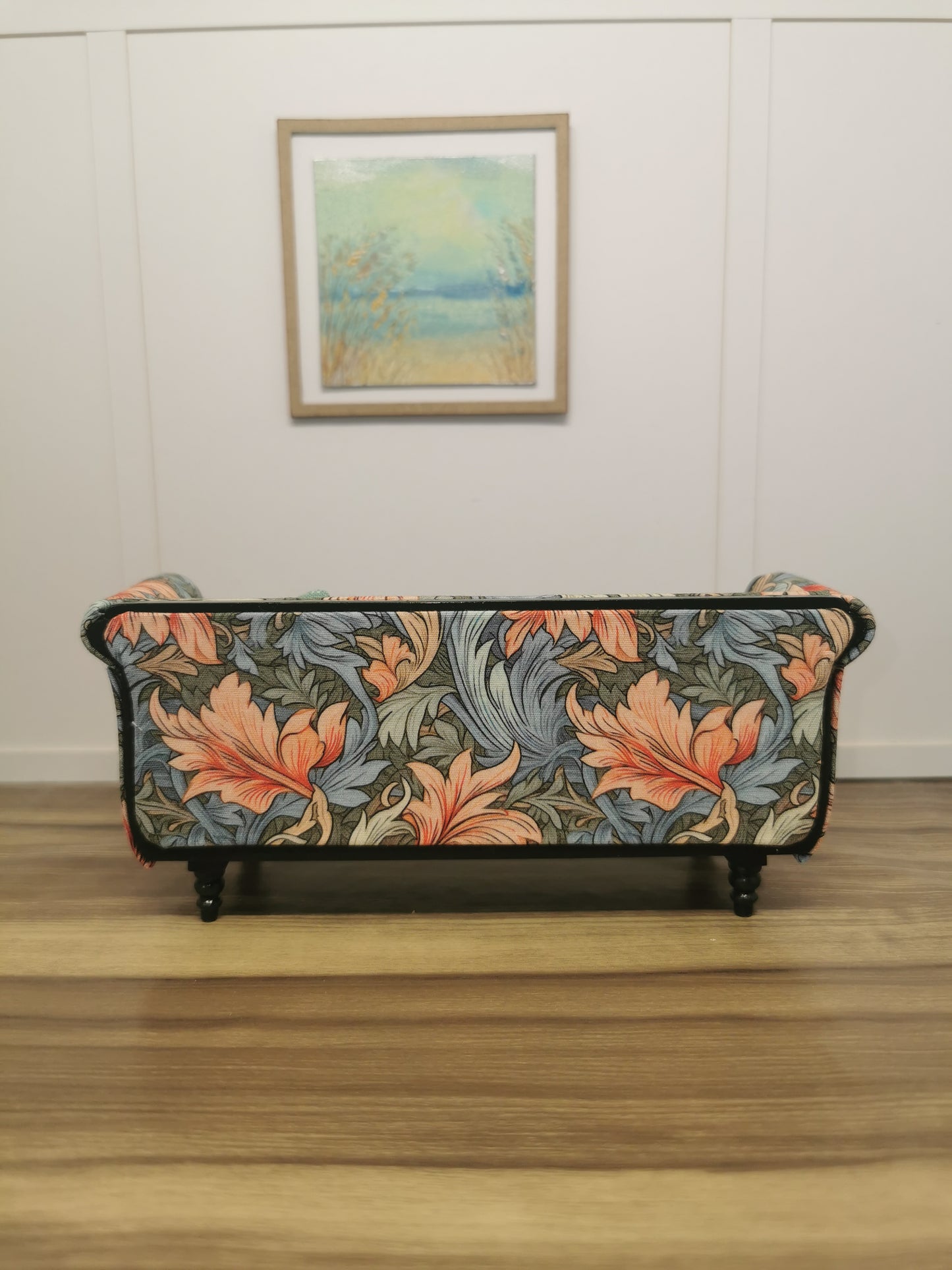 Forest Green Sofa with Swirl Print | 1:12th Scale | Hand Finished