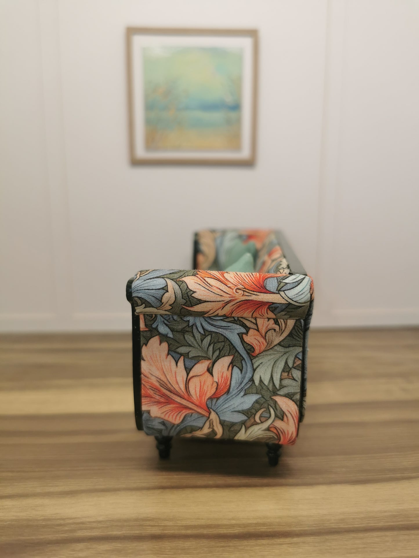 Forest Green Sofa with Swirl Print | 1:12th Scale | Hand Finished