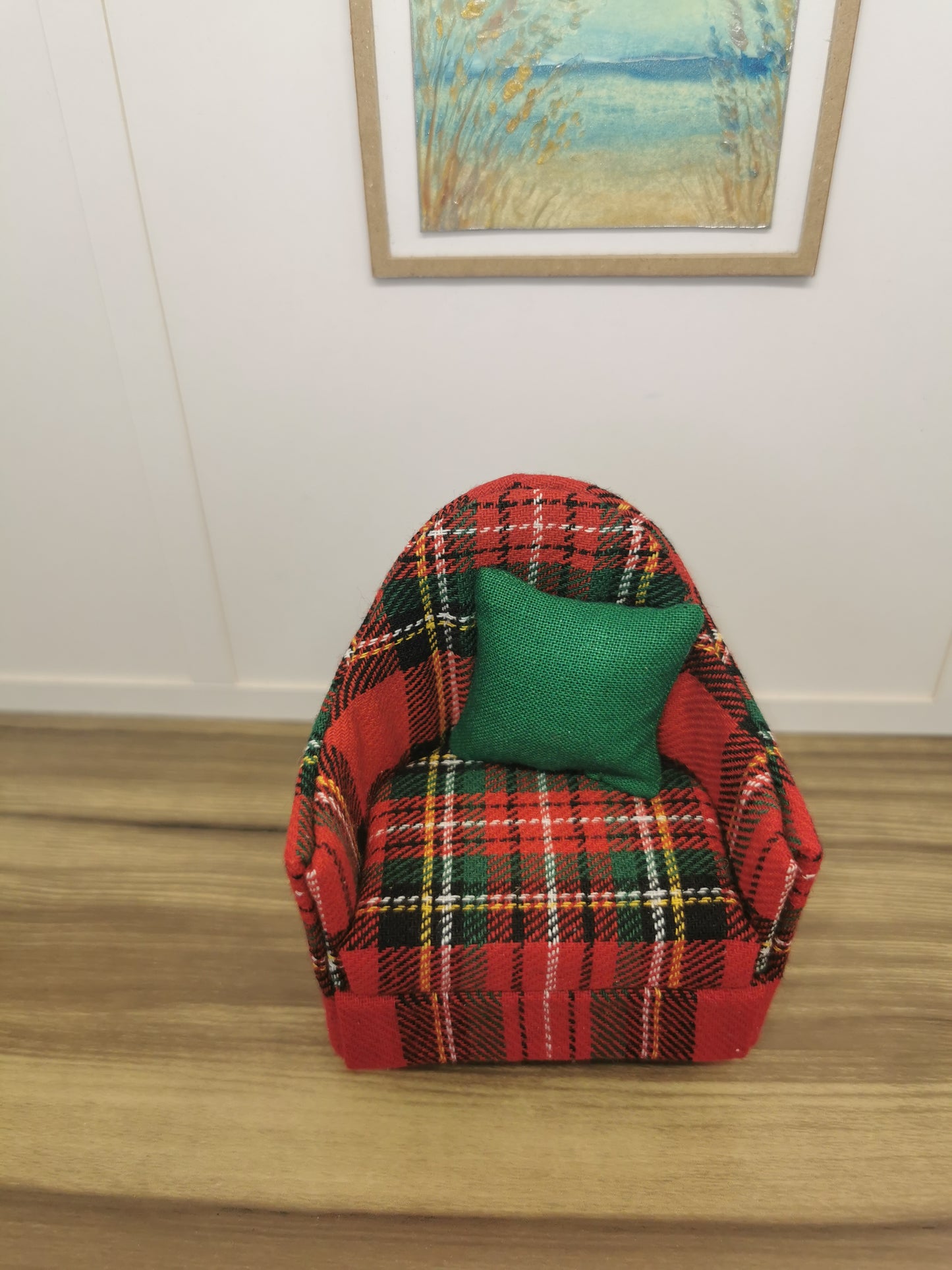 Red Tartan Tub Chair | 1:12th Scale | Handmade