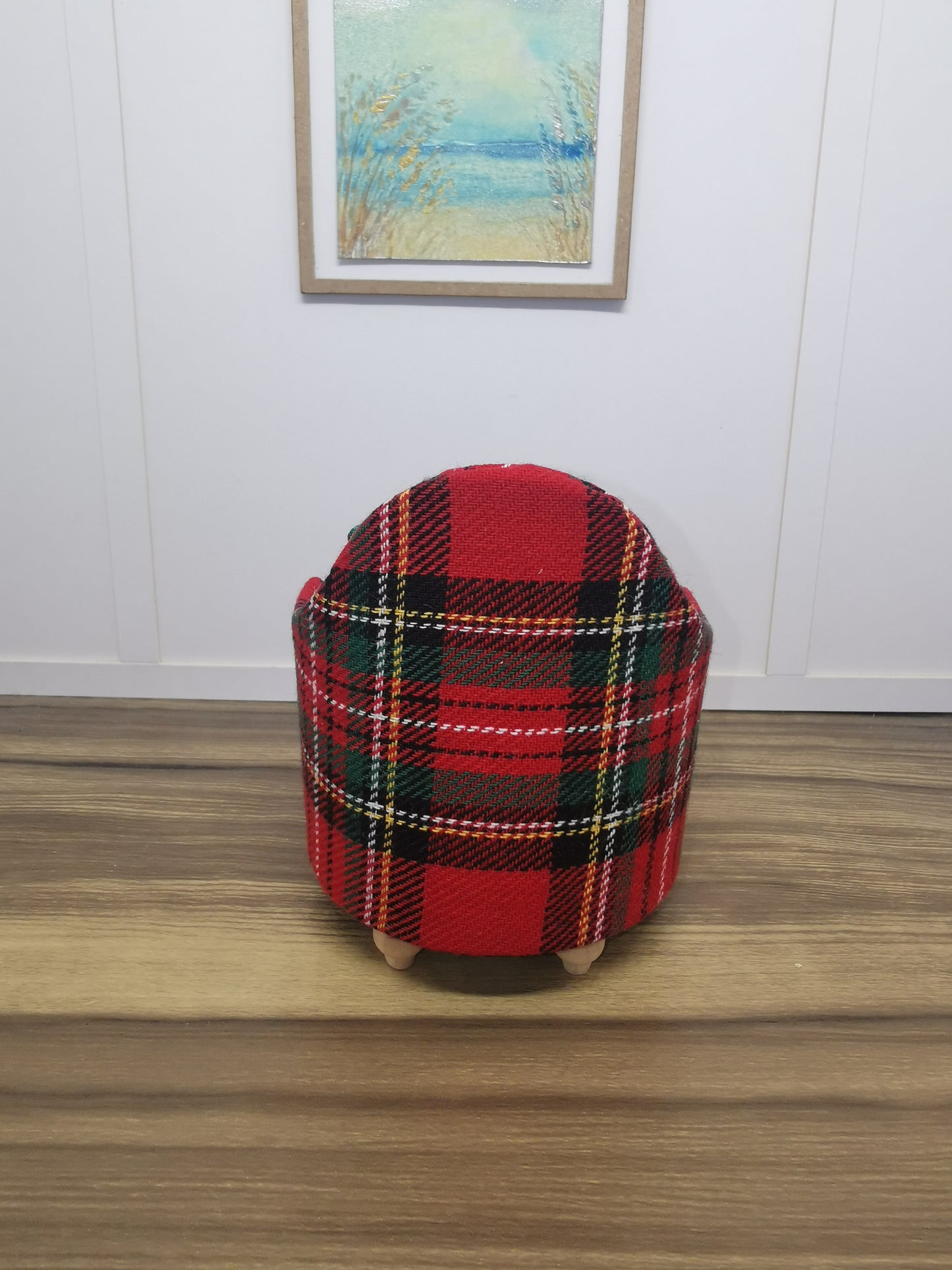 Red Tartan Tub Chair | 1:12th Scale | Handmade