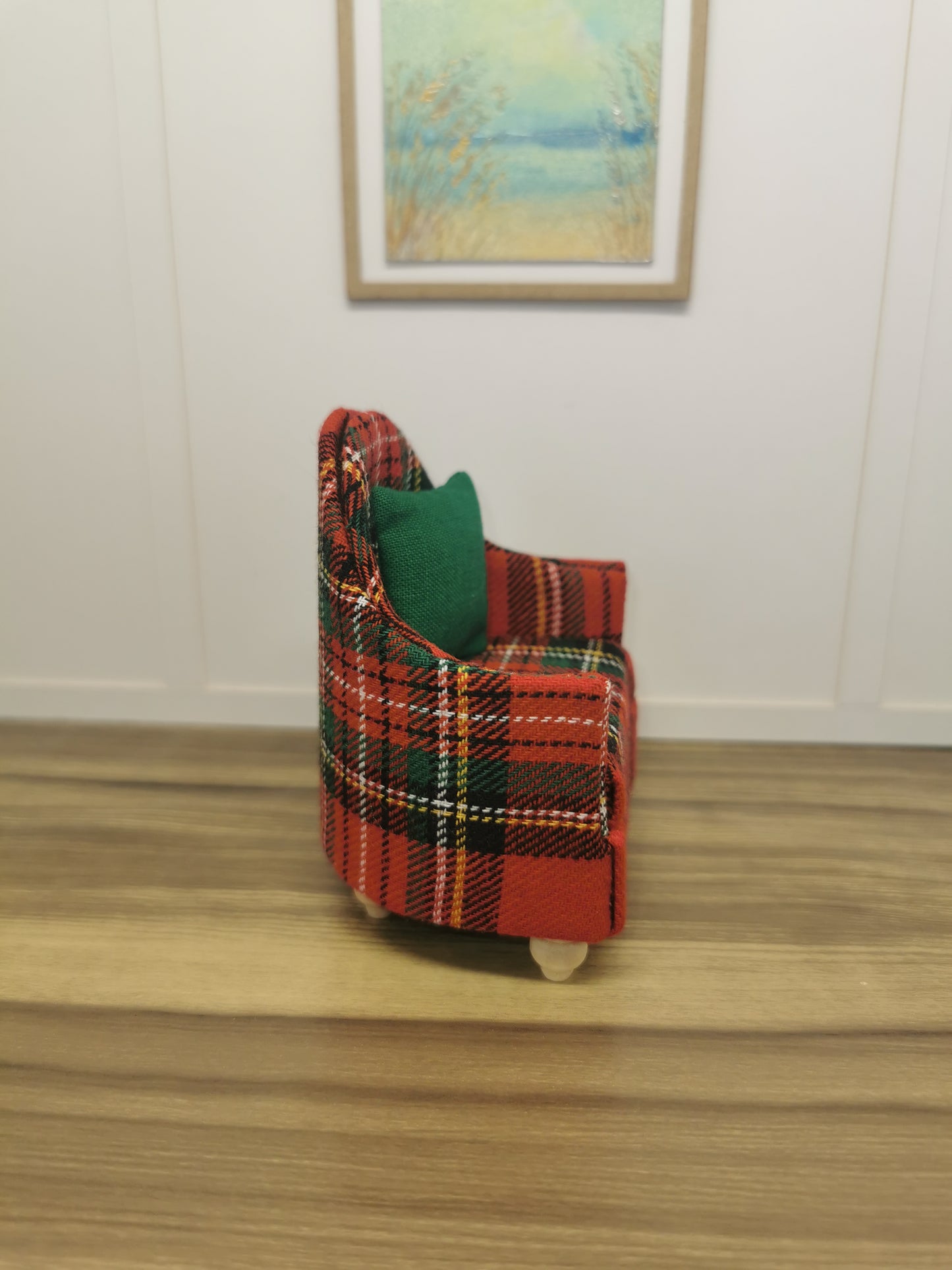 Red Tartan Tub Chair | 1:12th Scale | Handmade