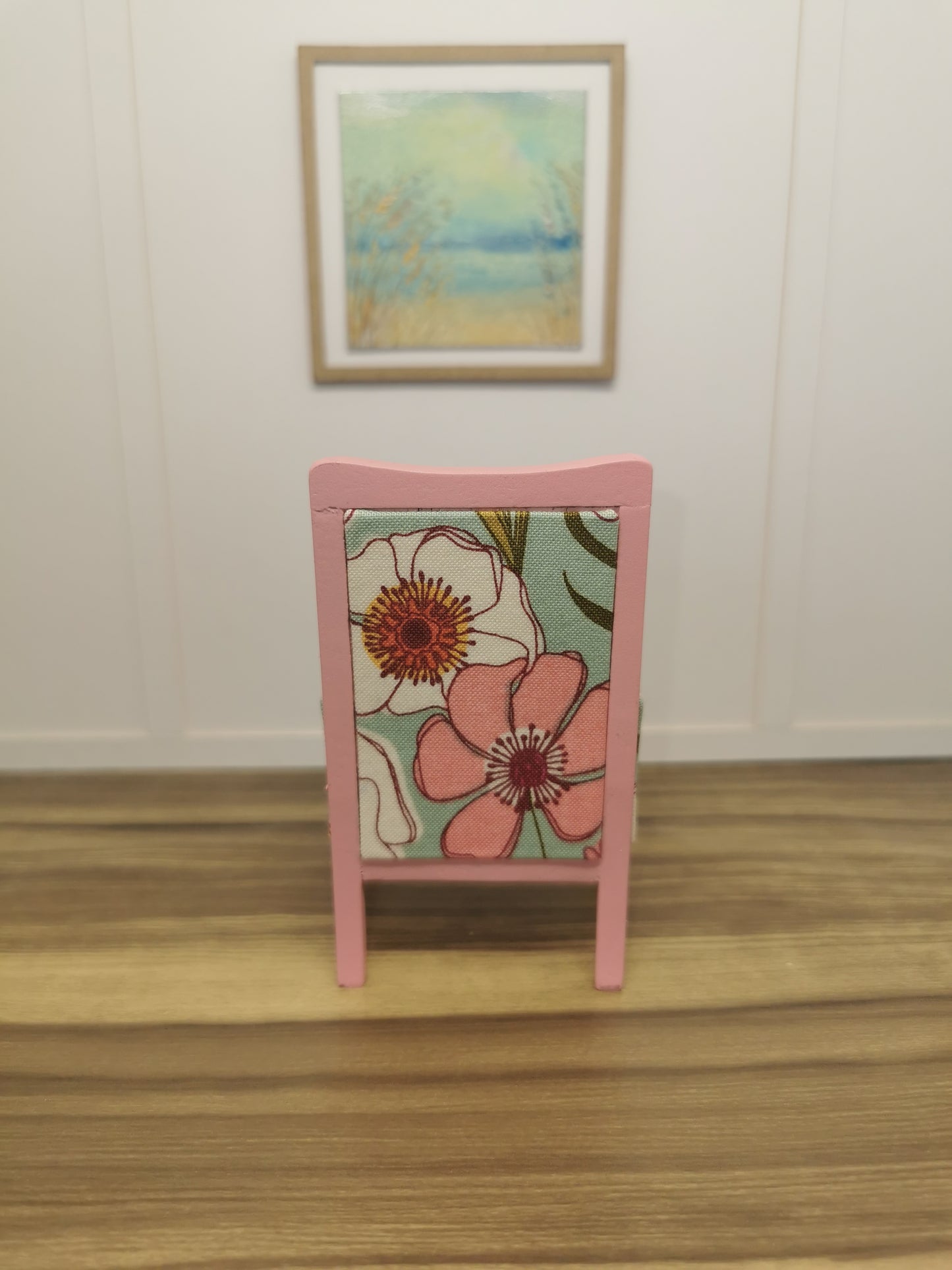 Pink & Mint Floral Chair | 1:12th Scale | Hand Finished