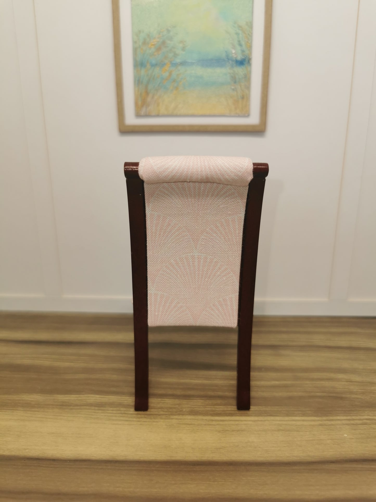 Pink & Mahogany Fan Print Chair | 1:12th Scale | Hand Finished